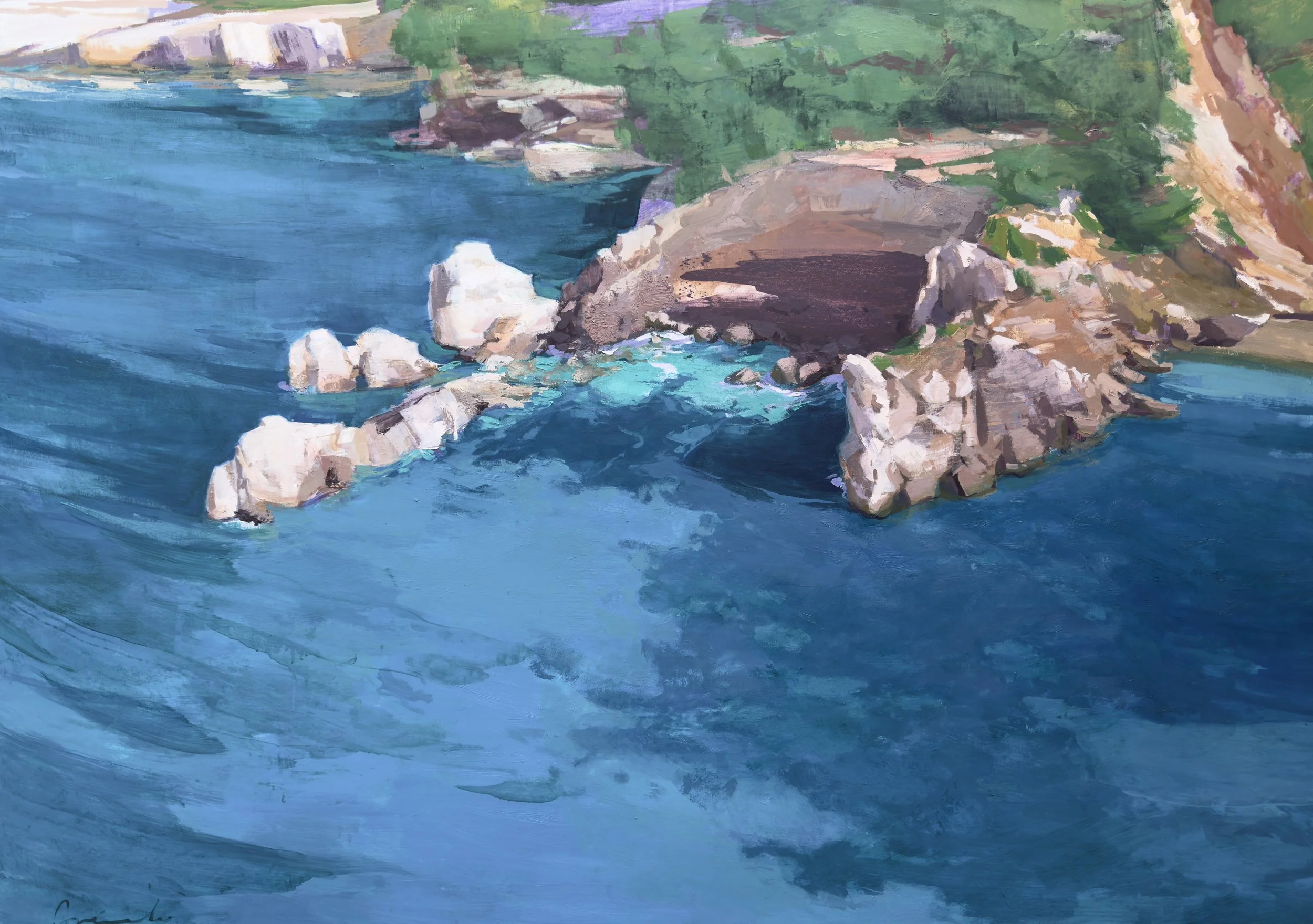 Jose Manuel Arevalo, Diving into Blue, 2025, oil on linen, 45 x 63.75 in