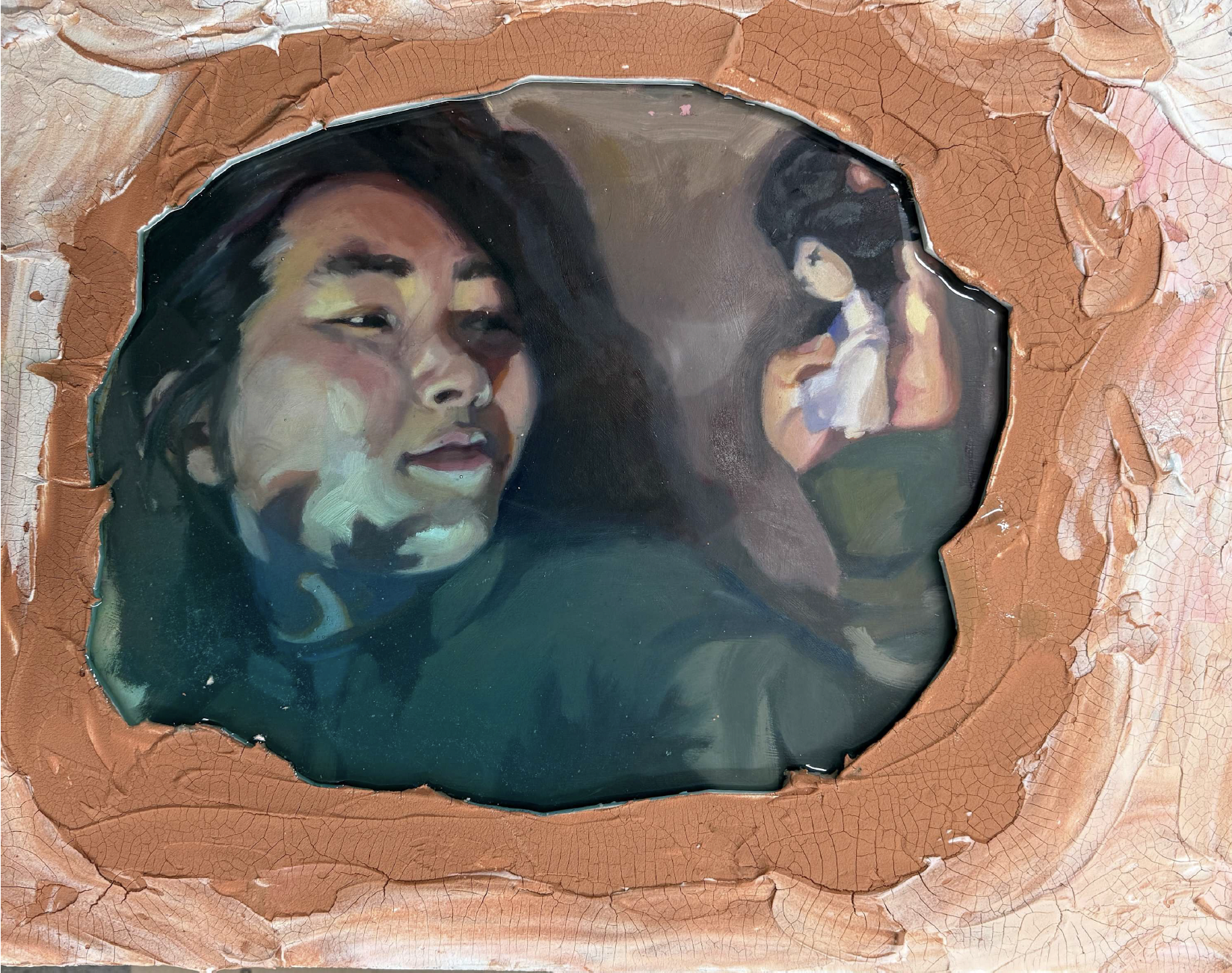 Sarah Lam, Below the Surface, 2025, oil and acrylic on panel, 14 x 18 in