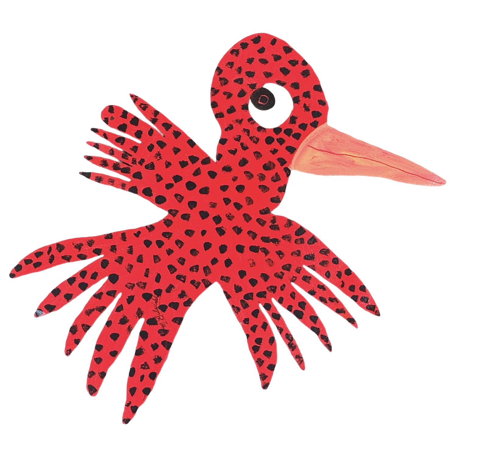 Mark Bulwinkle, Red Spotted Bird, 2026, Metal with paint, 36 x 29.5 in