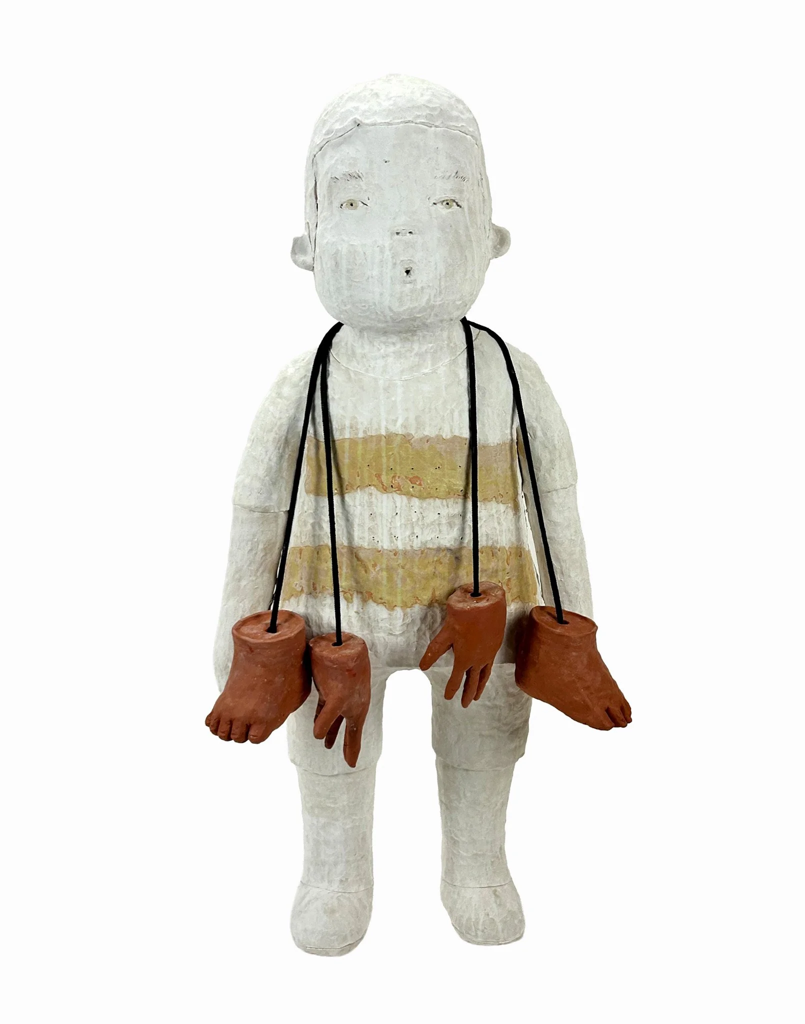 Kensuke Yamada, Trying to Do More, 2026, ceramic, glazes, cable, 39 x 21x 12 in