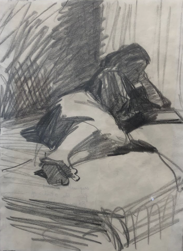 Elmer Bischoff, Reclining Woman, 1959, Graphite on paper, 12 x 9 in