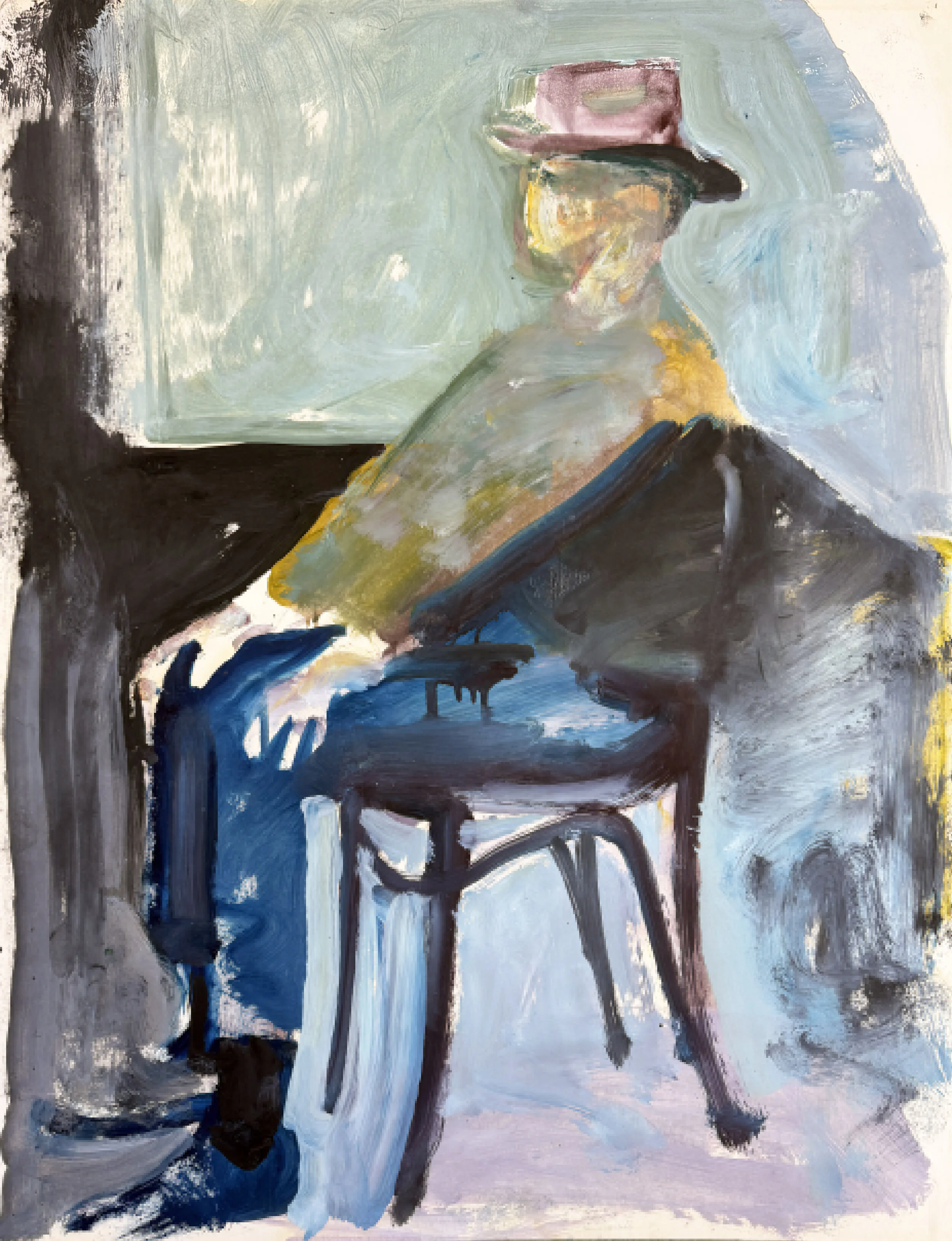 Bruce McGaw, Hands on My Knees, 1957, gouache on paper, 26.8 x 20 inches