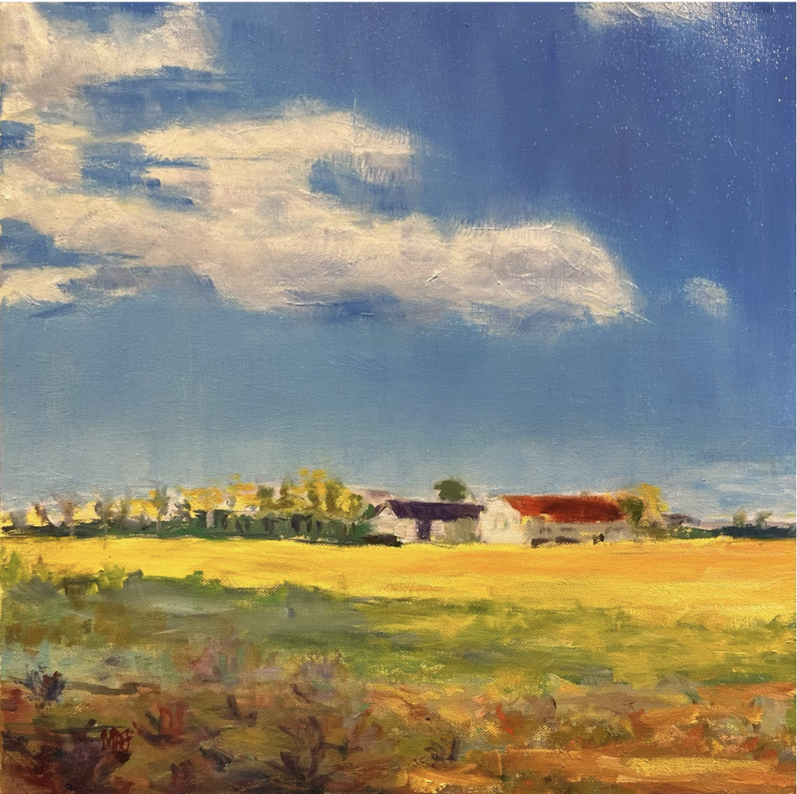 Magdalena Rozs-Johansson, Spring Clouds, 2026, Oil on canvas, 16 x 16 in