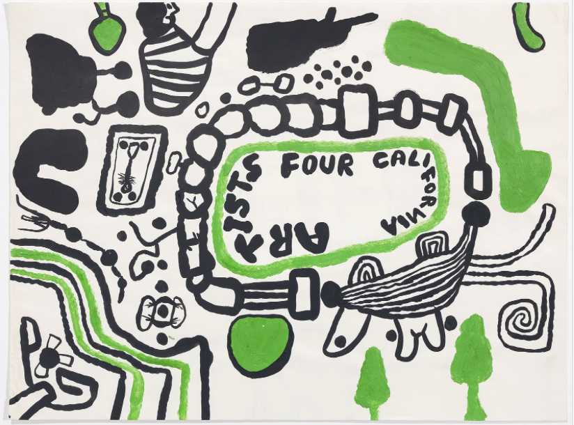 Roy De Forest, Artists Four California, c. 1960s, tempera on paper, 18.125 x 24 in