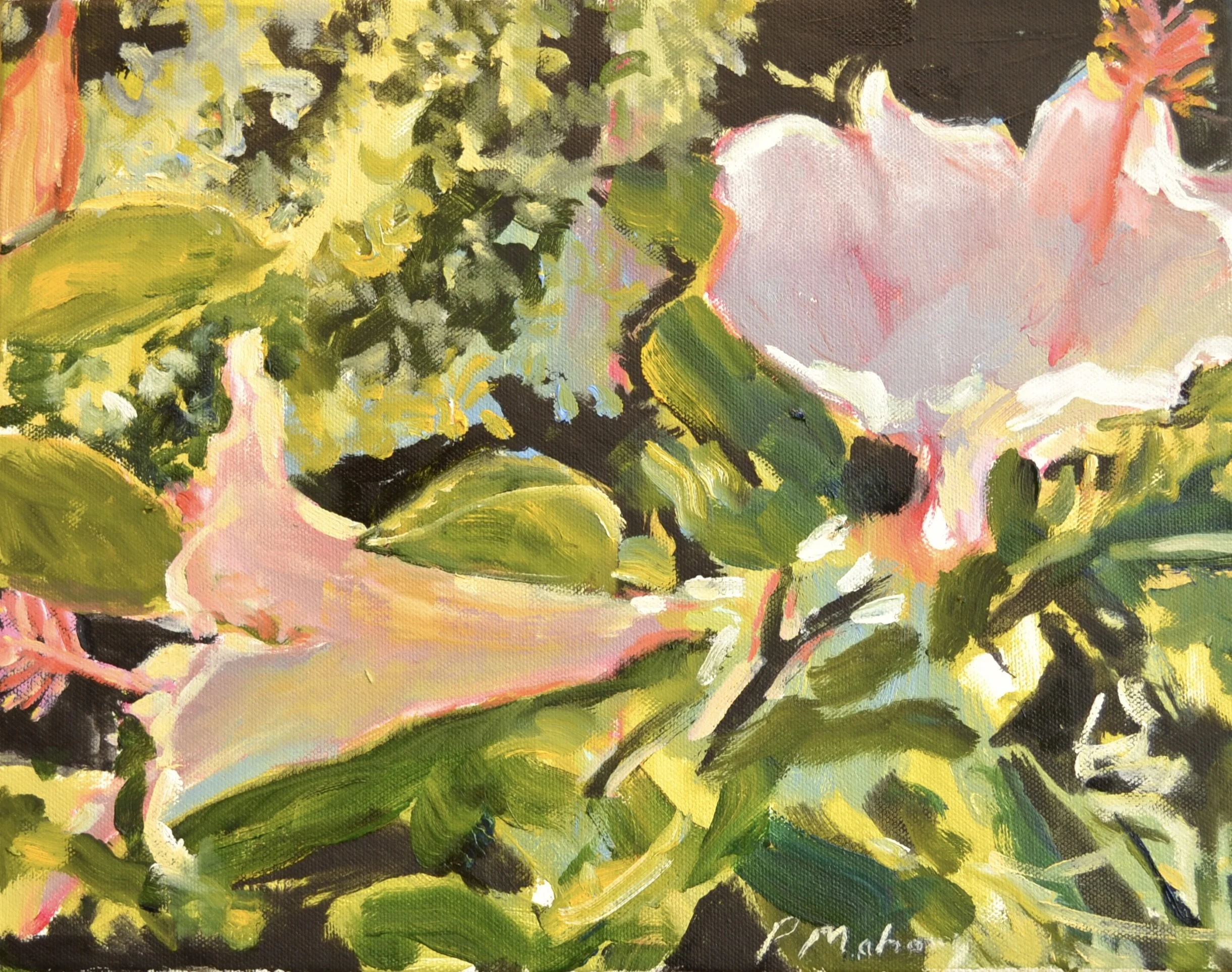 Pat Mahony, Two Hibiscus, 2025, Oil on canvas, 11 x 14 in