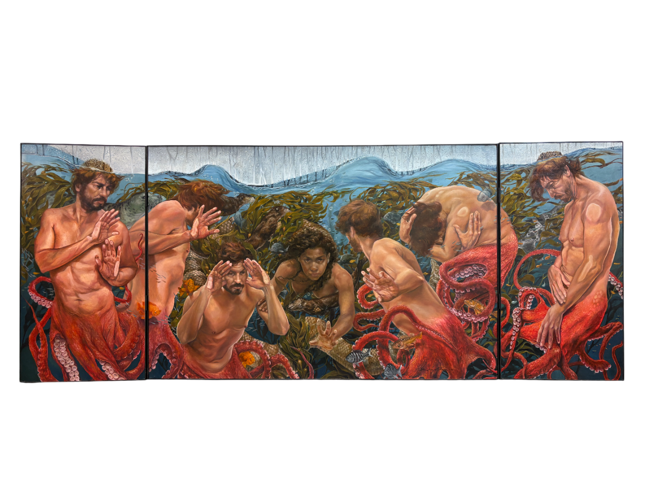 Laurelin Gilmore, Rising, 2025, oil on board, 48 x 120 in