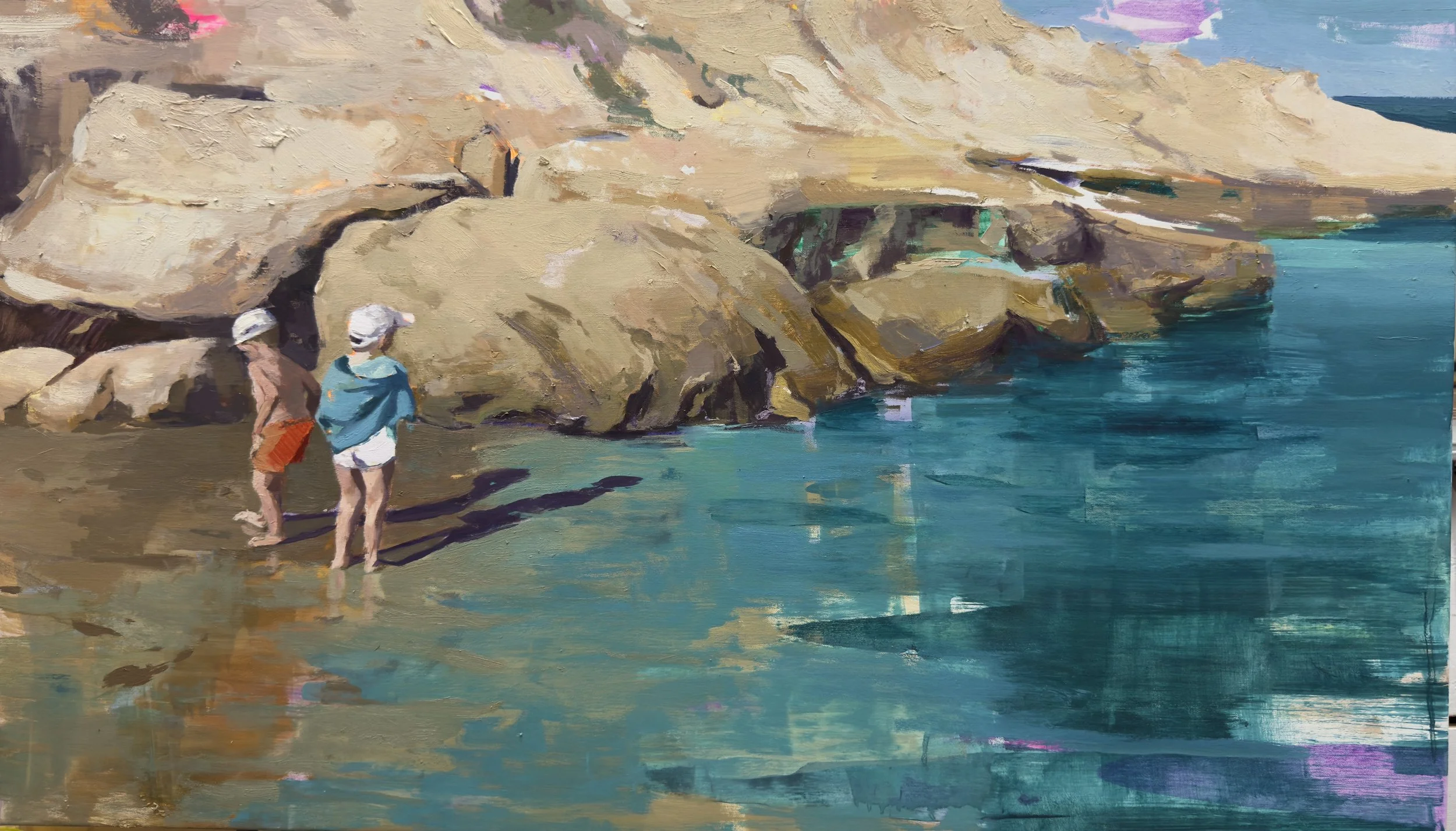 Jose Manuel Arevalo, Hunter Ahead I, 2025, oil on linen, 22.5 x 39 in