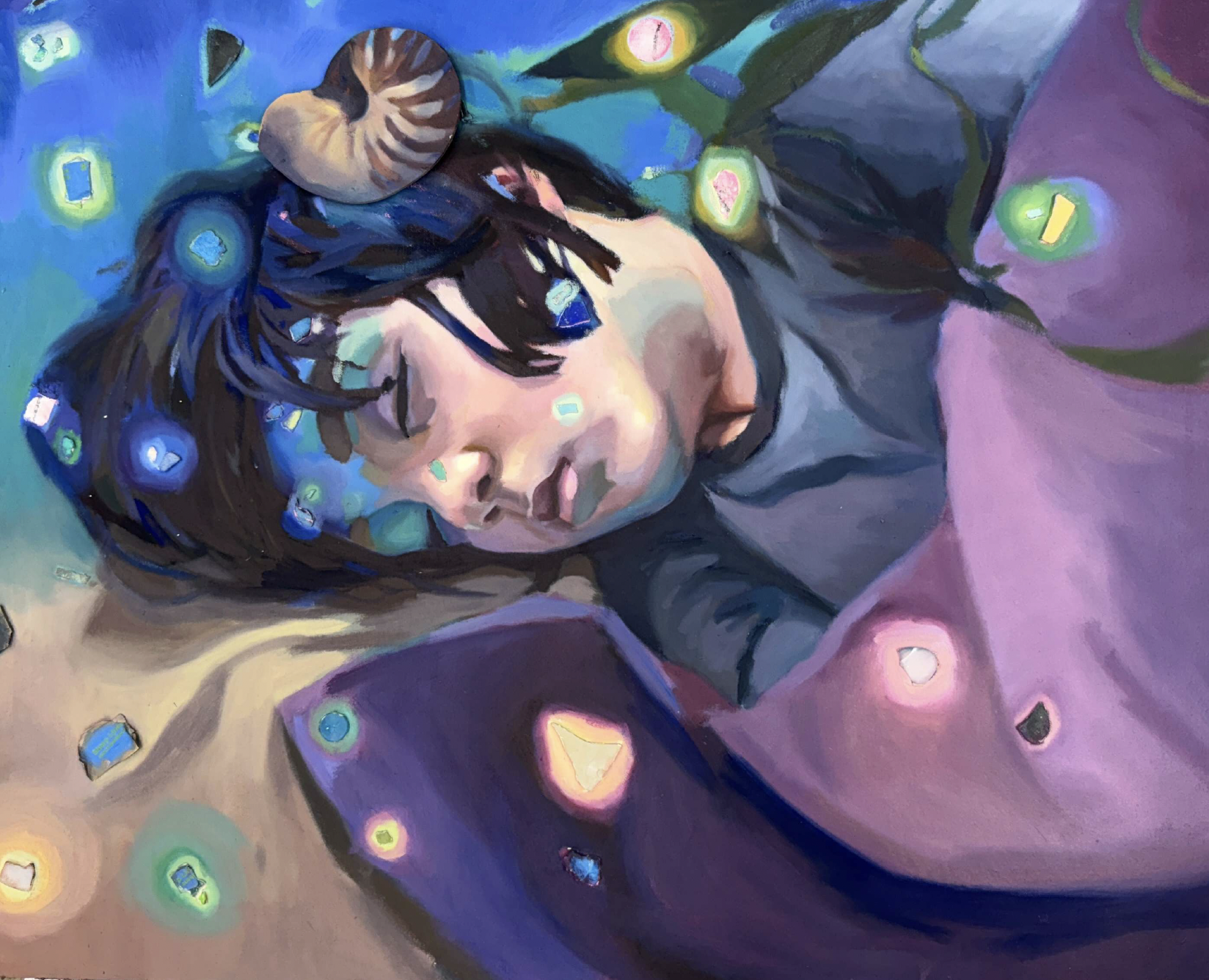 Sarah Lam, Ocean Floor,  2025, oil and acrylic on panel, 24 x 30 in