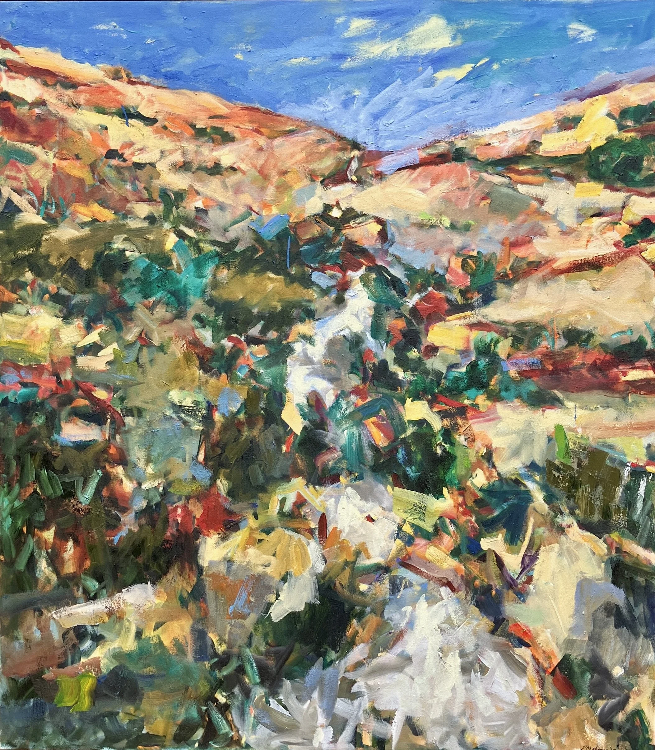 Pat Mahony, Rockfall with Water, 2025, Oil on canvas, 50 x 44 in