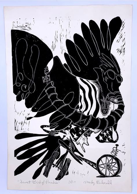 Mark Bulwinkle, Secret Bird of Paradise, woodcut