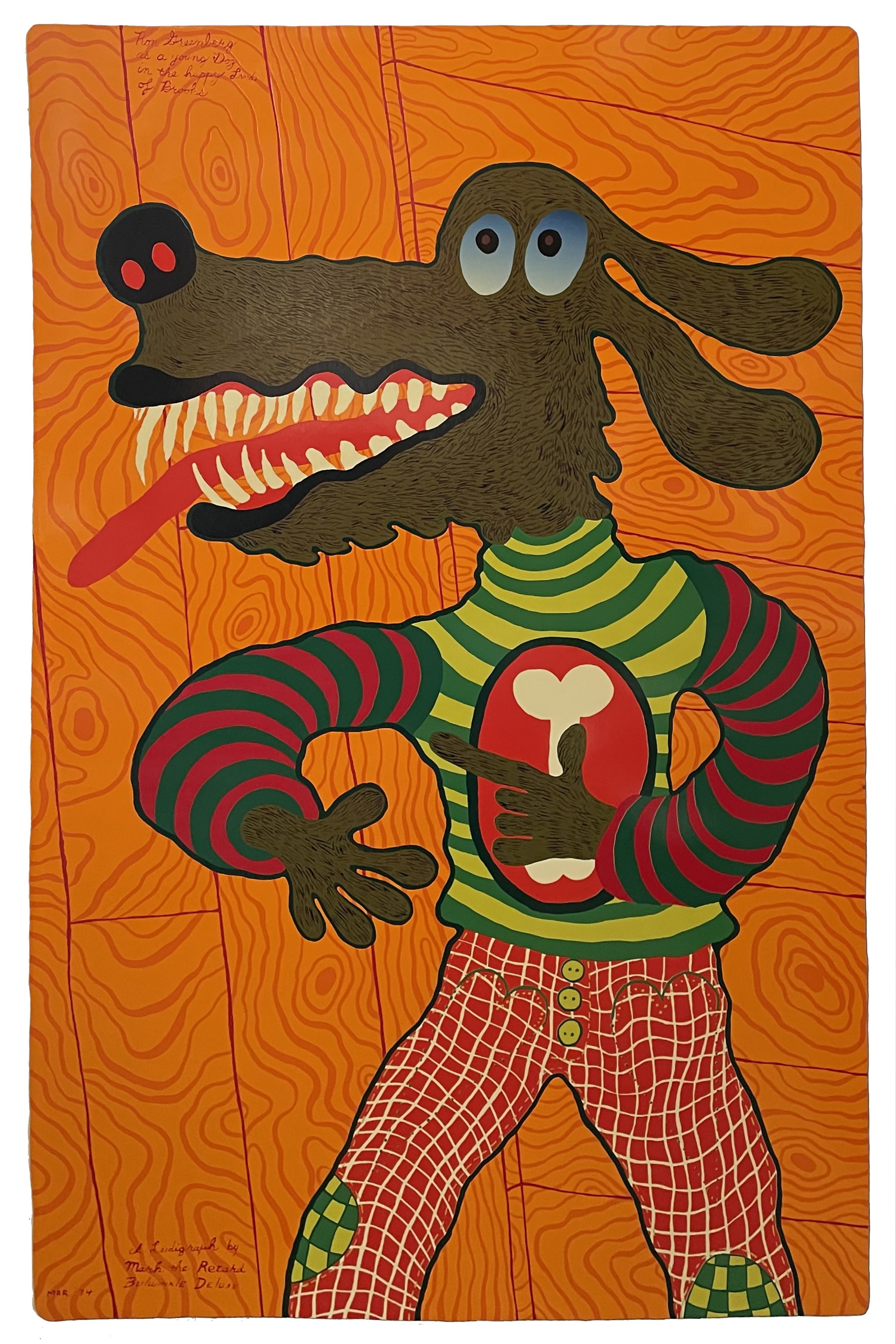 Mark Bulwinkle, Ron the Dog, 1974, enamel silkscreen, 60 x 40 in