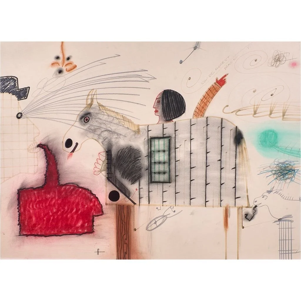 Roy De Forest, Horse Sense, 1971, drawing on paper, 21.25 x 29.5 in