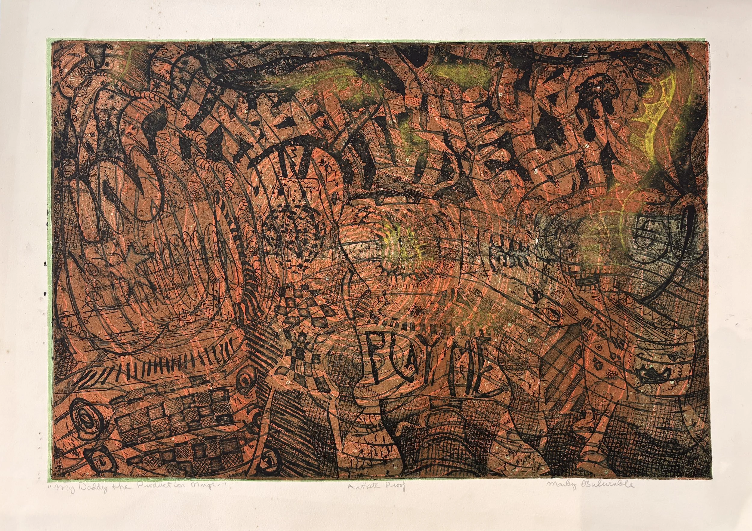 Mark Bulwinkle, My Daddy the Production Mage, Woodblock, 14.75 x 20.5 in