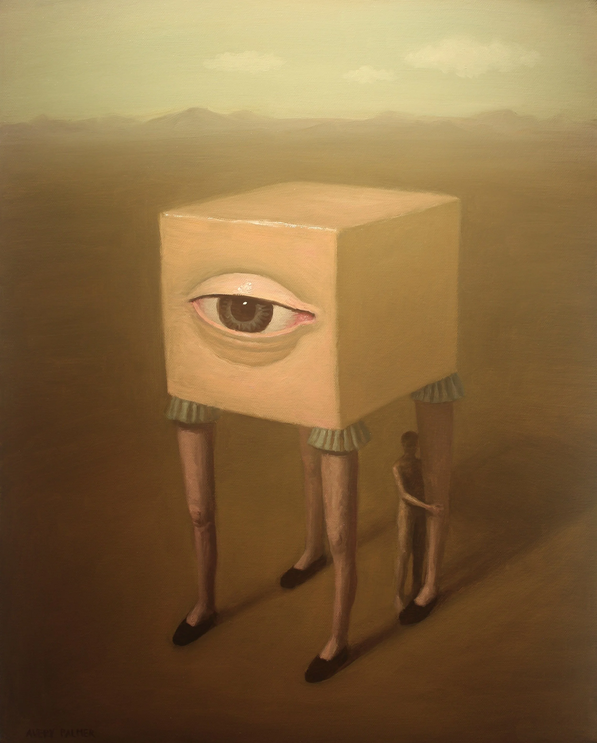 Avery Palmer, The Cube, 2025, oil on canvas, 20 x 16 in