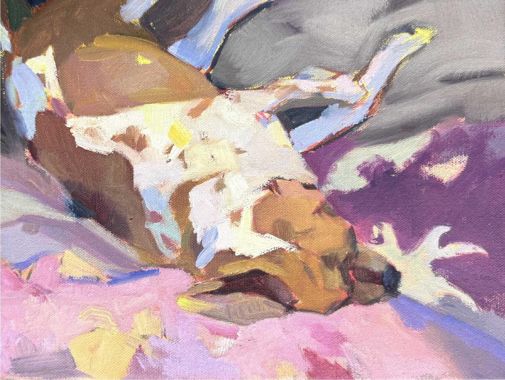 Sarah Lam, Freckles Study, 2025, oil and acrylic on panel, 9 x 12 in