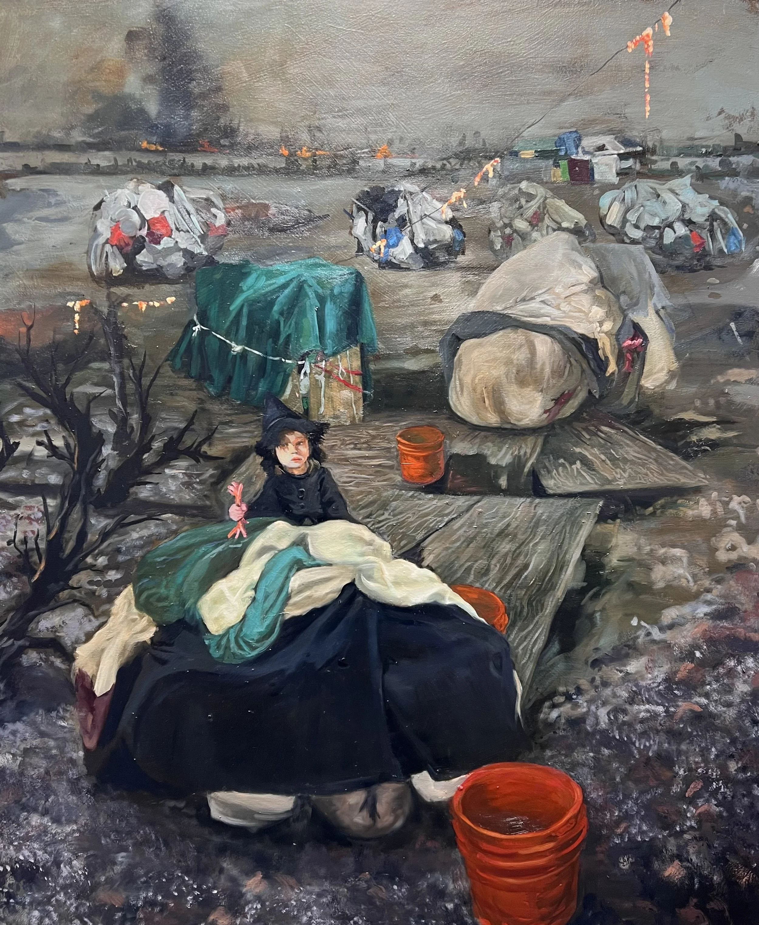 Deirdre White, If the World Should Stop Revolving, 2025, oil on canvas, 36 x 30 in
