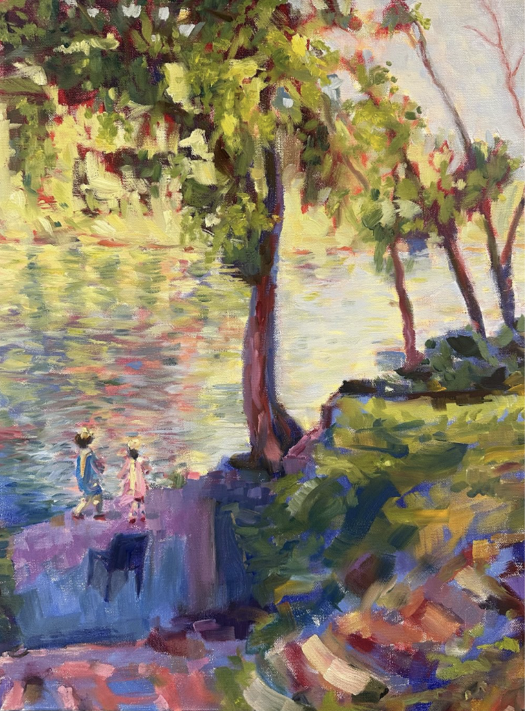 Magdalena Rozs-Johansson, Vacation at the River, 2026, Oil on canvas, 18 x 24 in