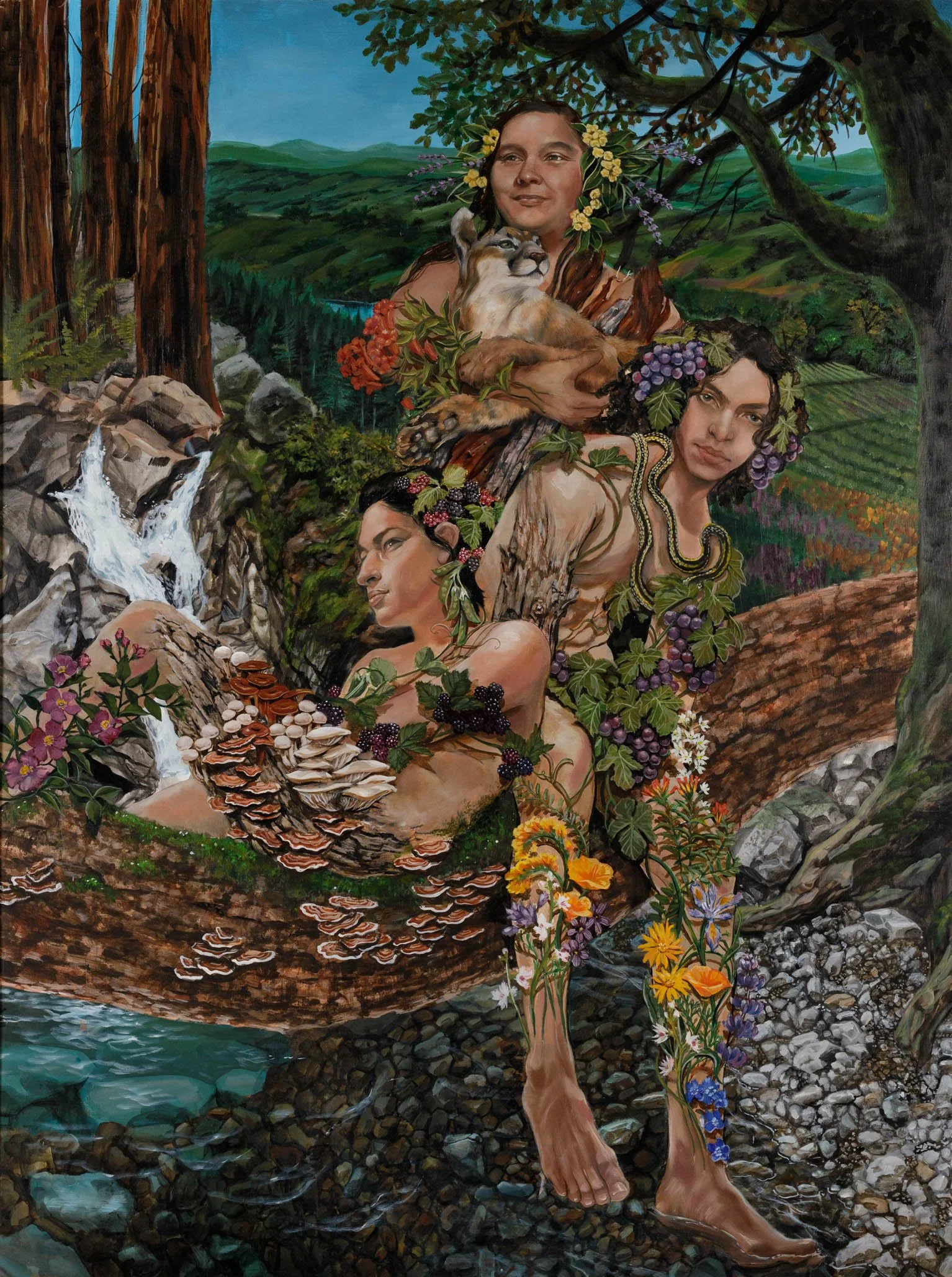 Laurelin Gilmore, Caliscape: Napa-Sonoma Valley, 2023, oil and acrylic on canvas, 48 x 3 in