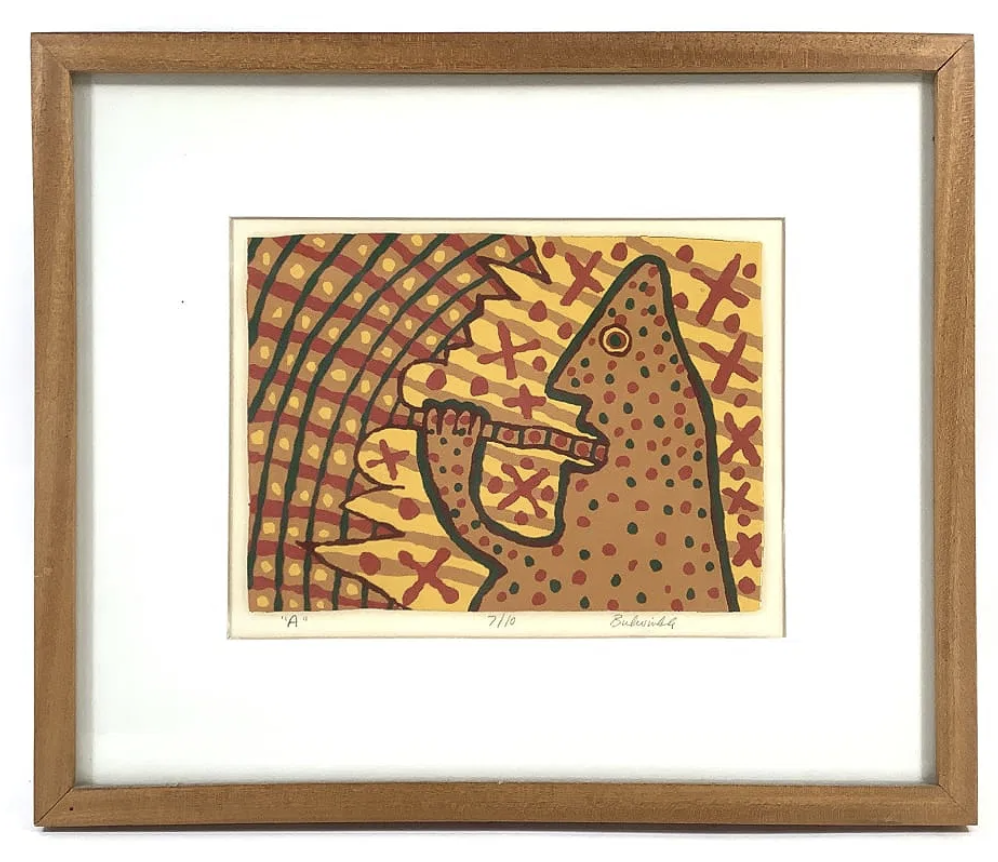 Mark Bulwinkle, "A", c. 1970's, Enamel Silksceen, 9 x 11 in