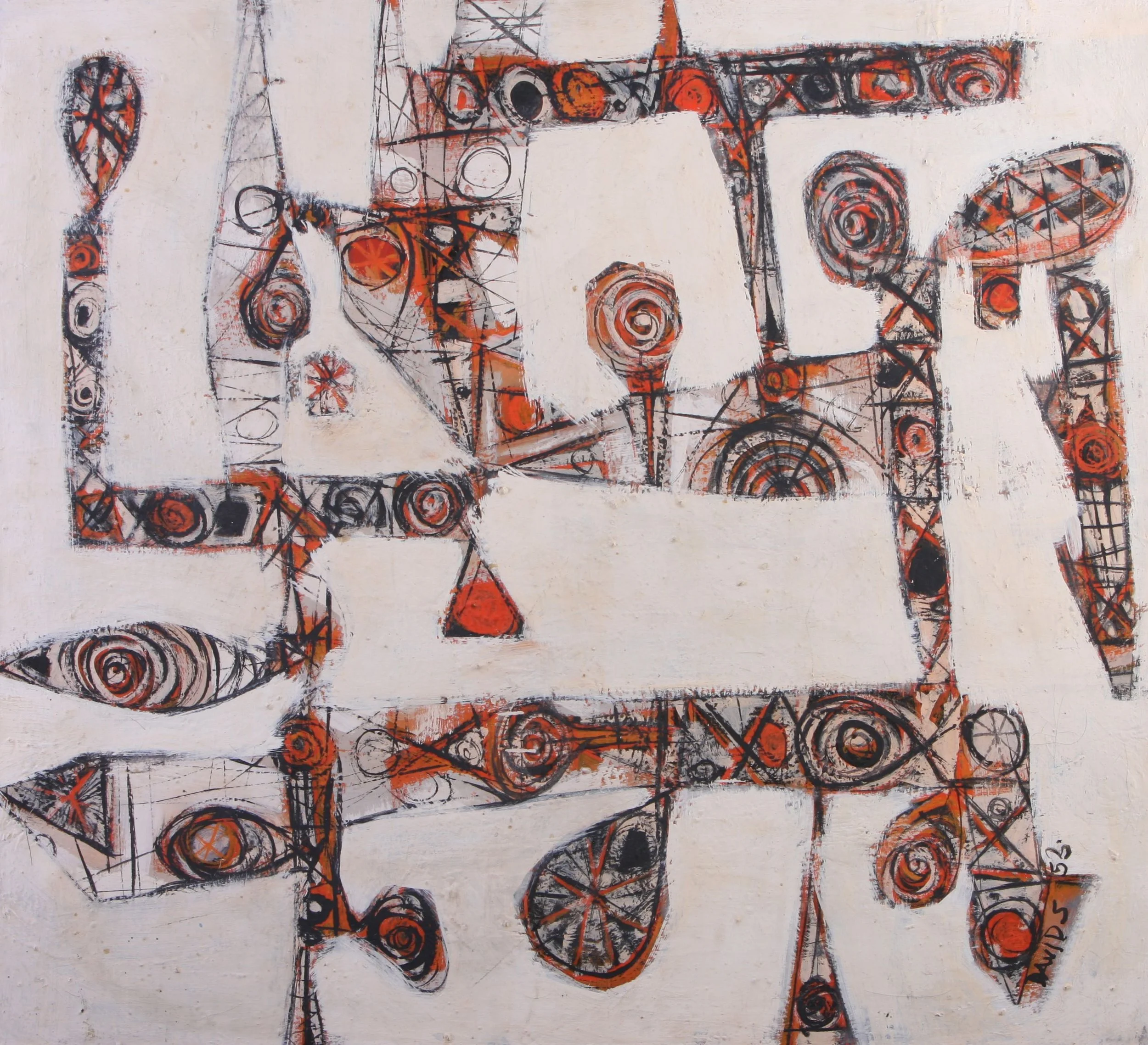 David Simpson, Untitled, 1956, oil on canvas, 35 x 35 in