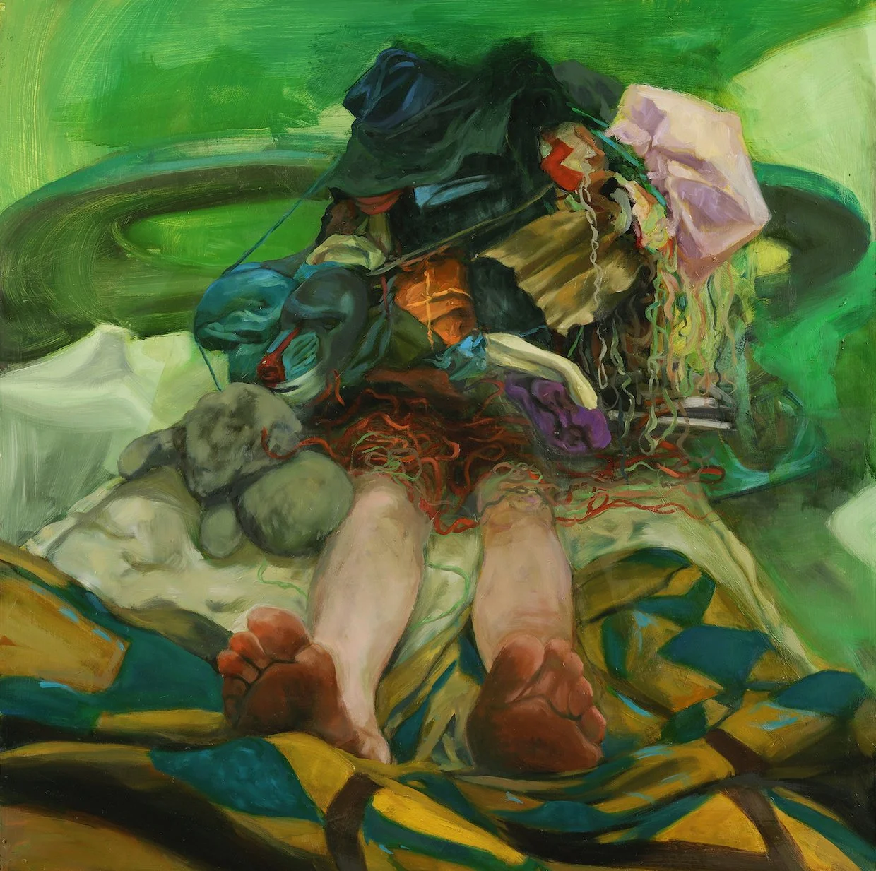 Deirdre White, Ghosts For A Small Room, 2022, oil on panel, 30 x 30 in