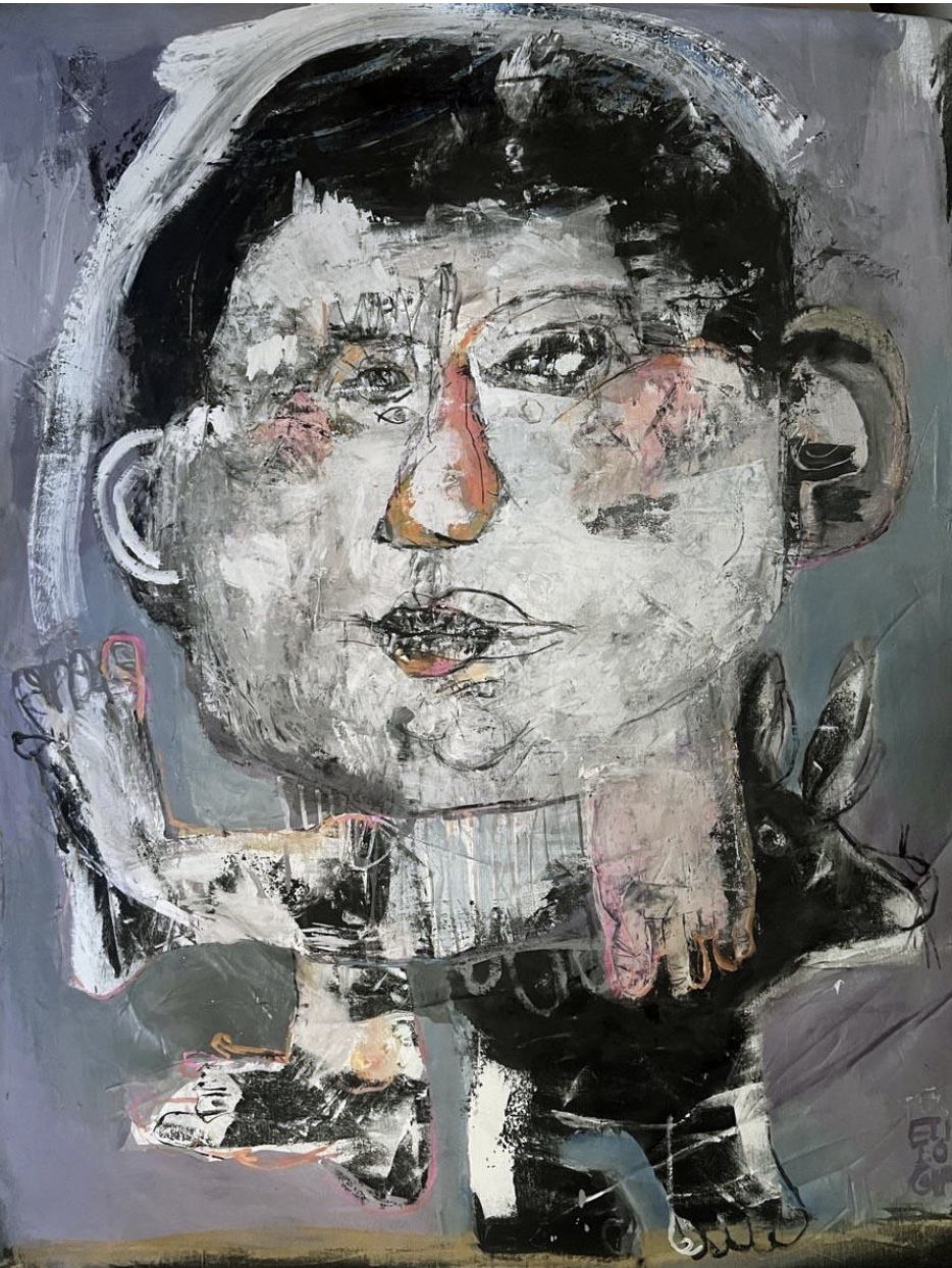 Eulogia Merle, Child with Animal, 2025, Oil on canvas, 46 x 35 in