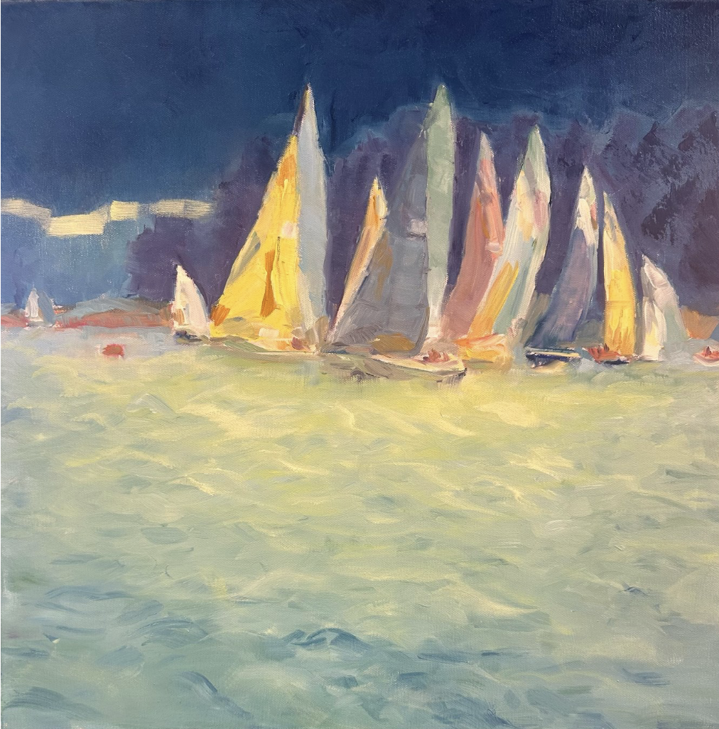 Magdalena Rozs-Johansson, Sail Boats III, 2026, Oil on canvas, 20 x 20 in