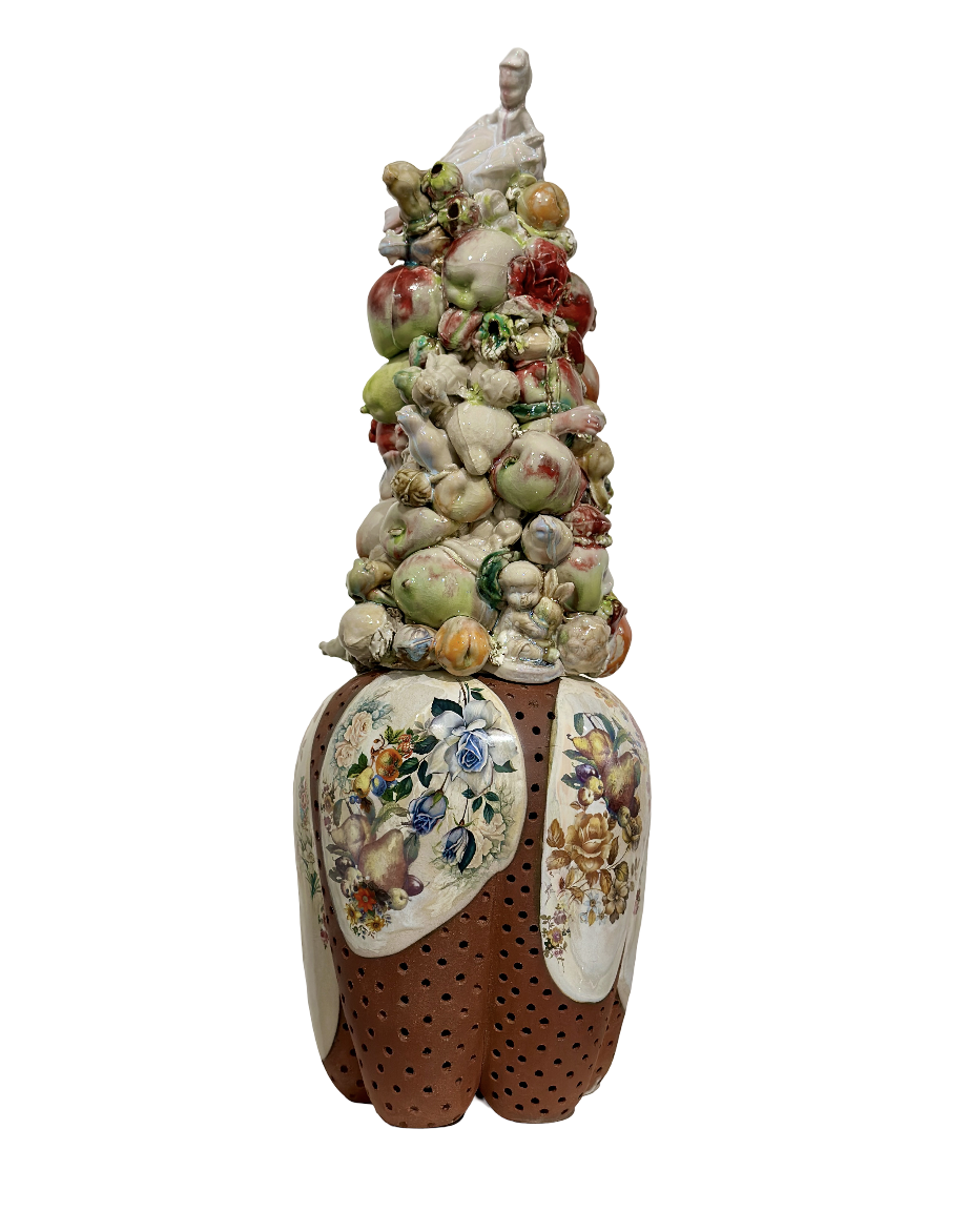 Shenny Cruces, Goblin Market Series: Topiary 1, 2026,
Porcelain, Earthenware, Decals