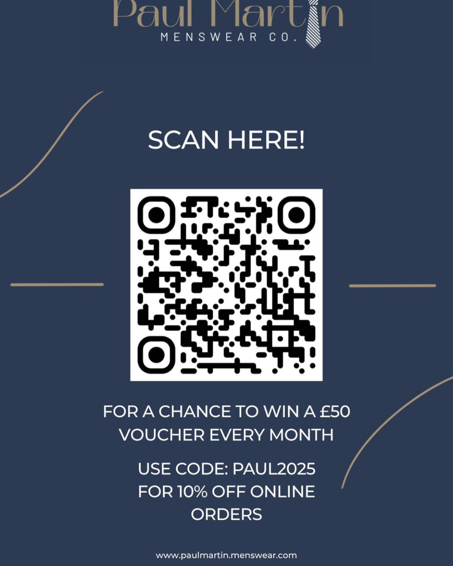 Win a £50 Voucher!
It’s giveaway time ! One lucky winner will bag a £50 voucher to spend in store however they like.
To enter:
1. Scan the QR code or head to our website
2. Enter your details
3. Upload any image of you (or someo