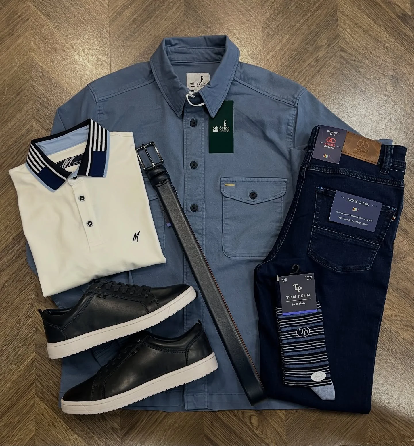 Smart casual, done properly.

6th Sense overshirt layered over a clean polo, paired with dark wash jeans, fresh navy trainers and finished with a sharp belt + socks combo.

Easy to wear, hard to beat. 🔥

#smartcasuallook #menswear #mensfashion #outf