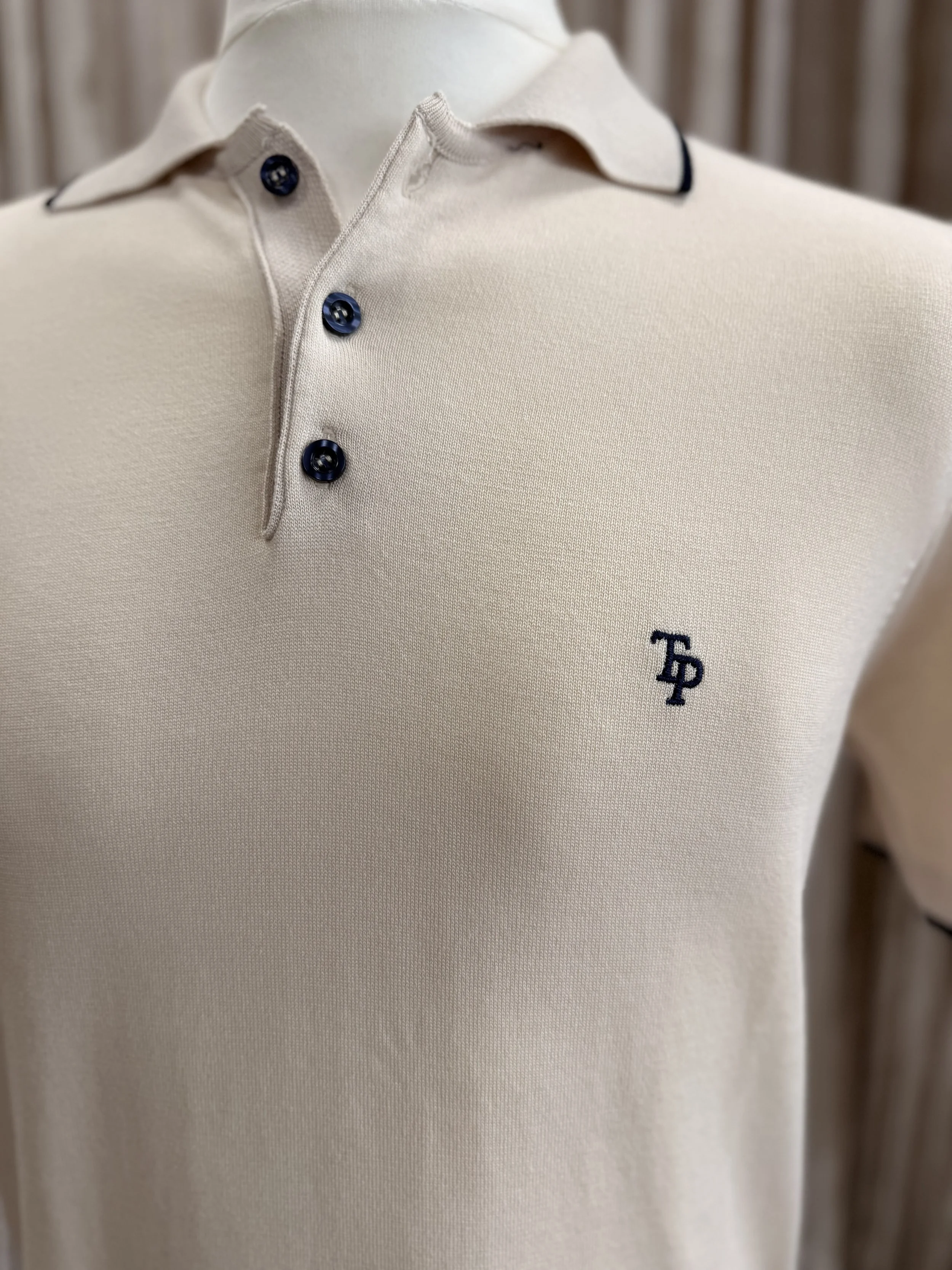 Tom Penn Cream Knitted Polo
