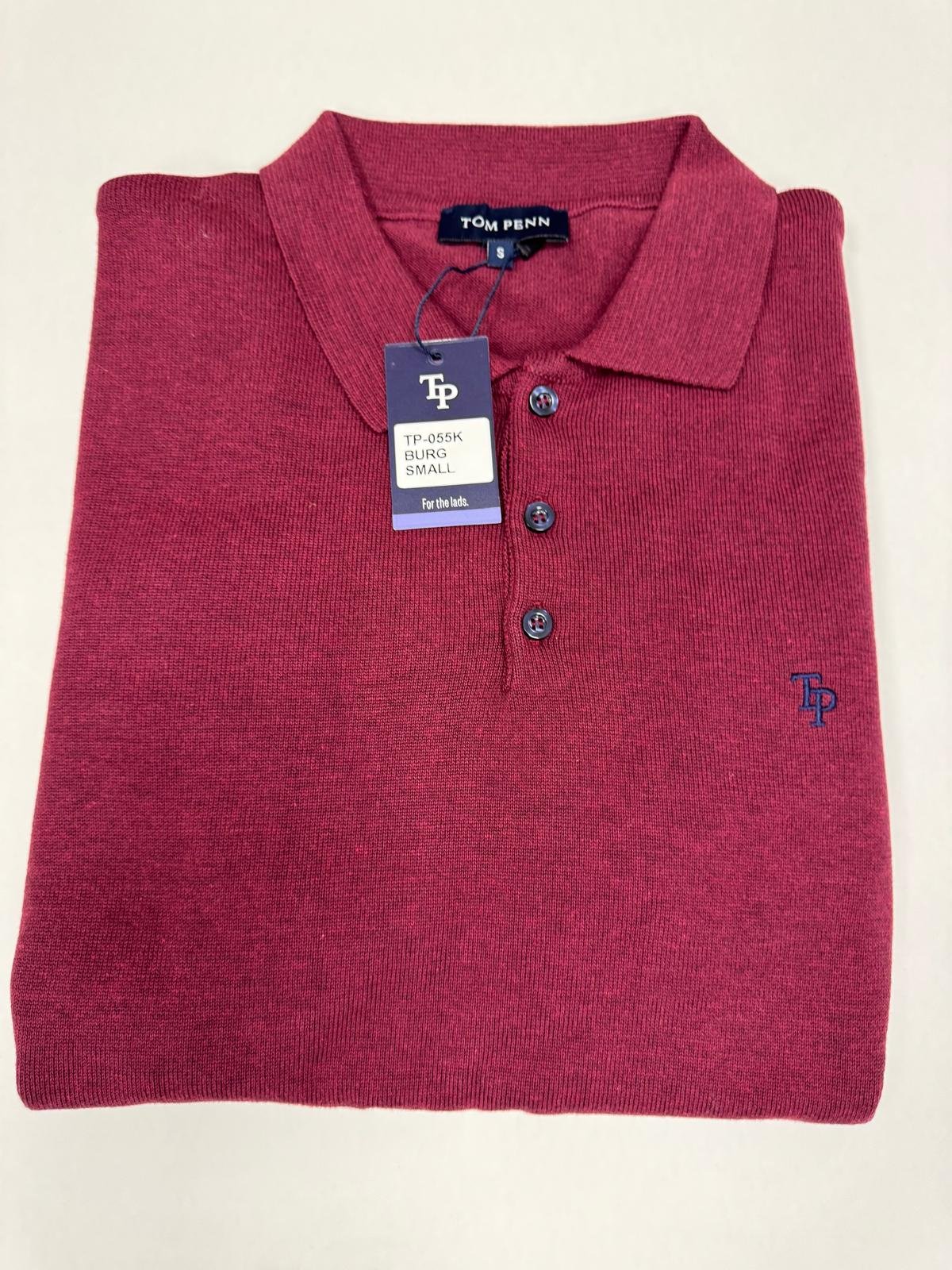 Tom Penn Burgandy Long Sleeve Polo