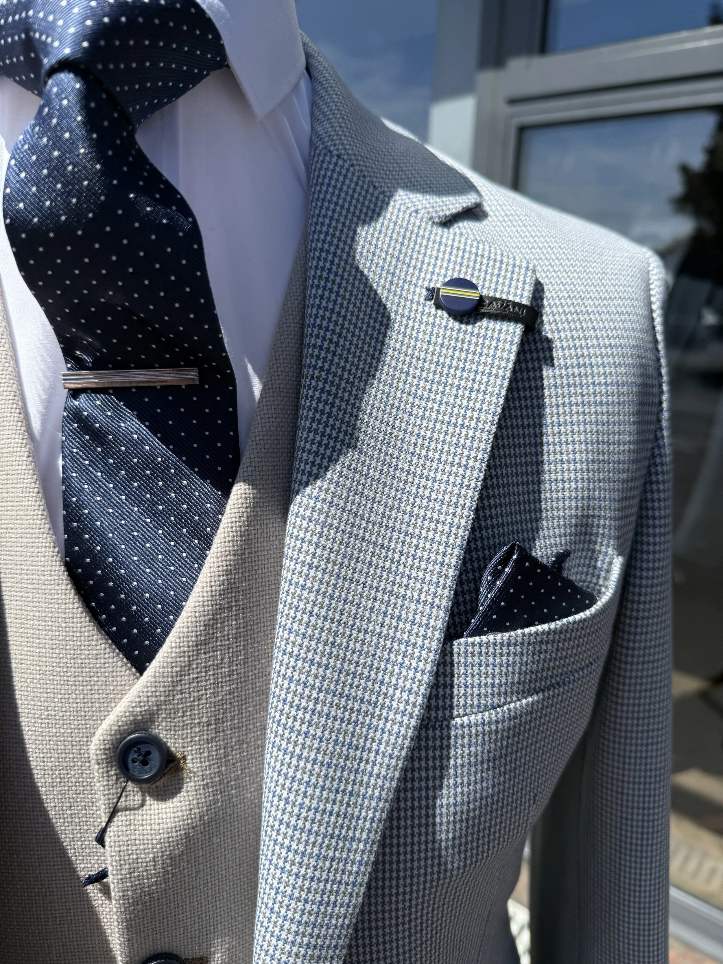 House of Cavani Blue Houndstooth Jacket