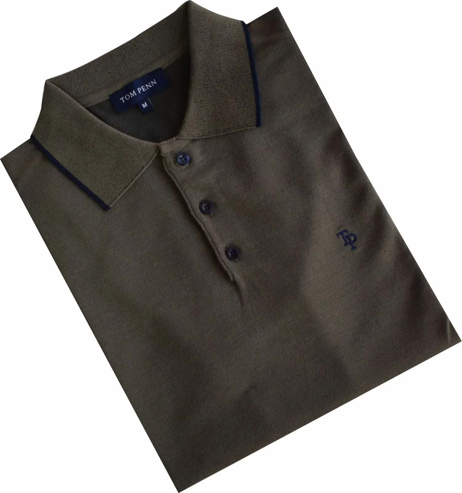Tom Penn Khaki Knitted Polo