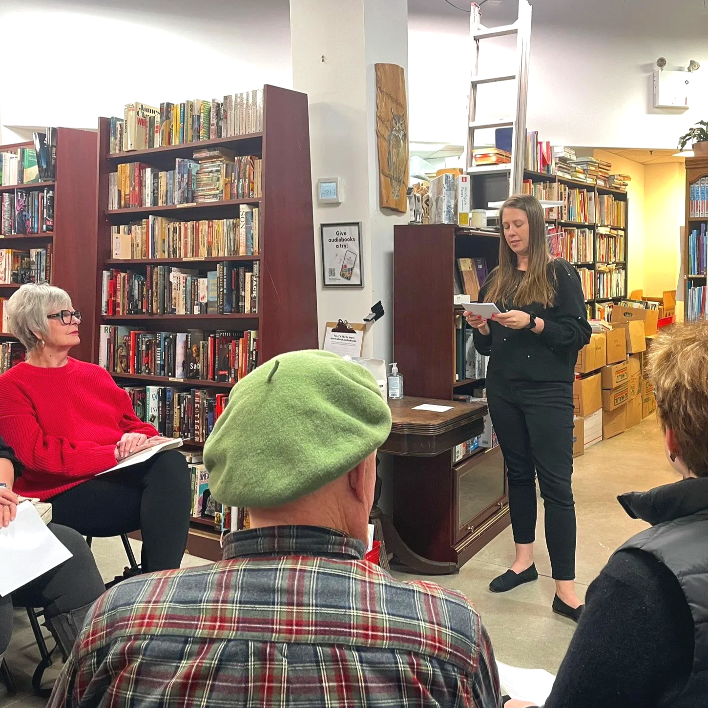 Reading “Why I Hated the Suburbs, Why I Heart the Suburbs” Prose poetry reading at Words in the Burbs, January 2025