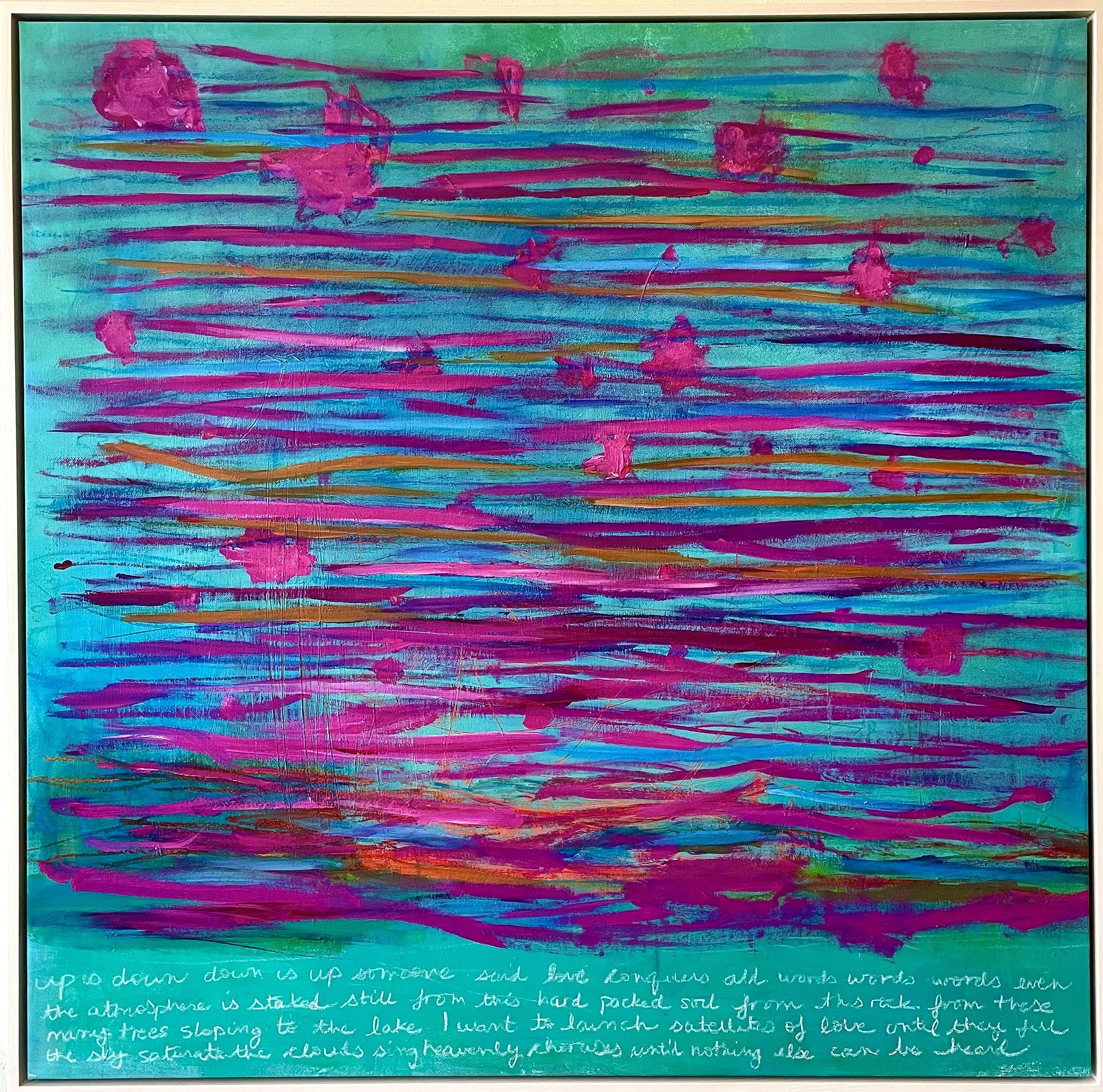 Satellites of Love, 33" x 33", acrylic and soft pastel on canvas, framed