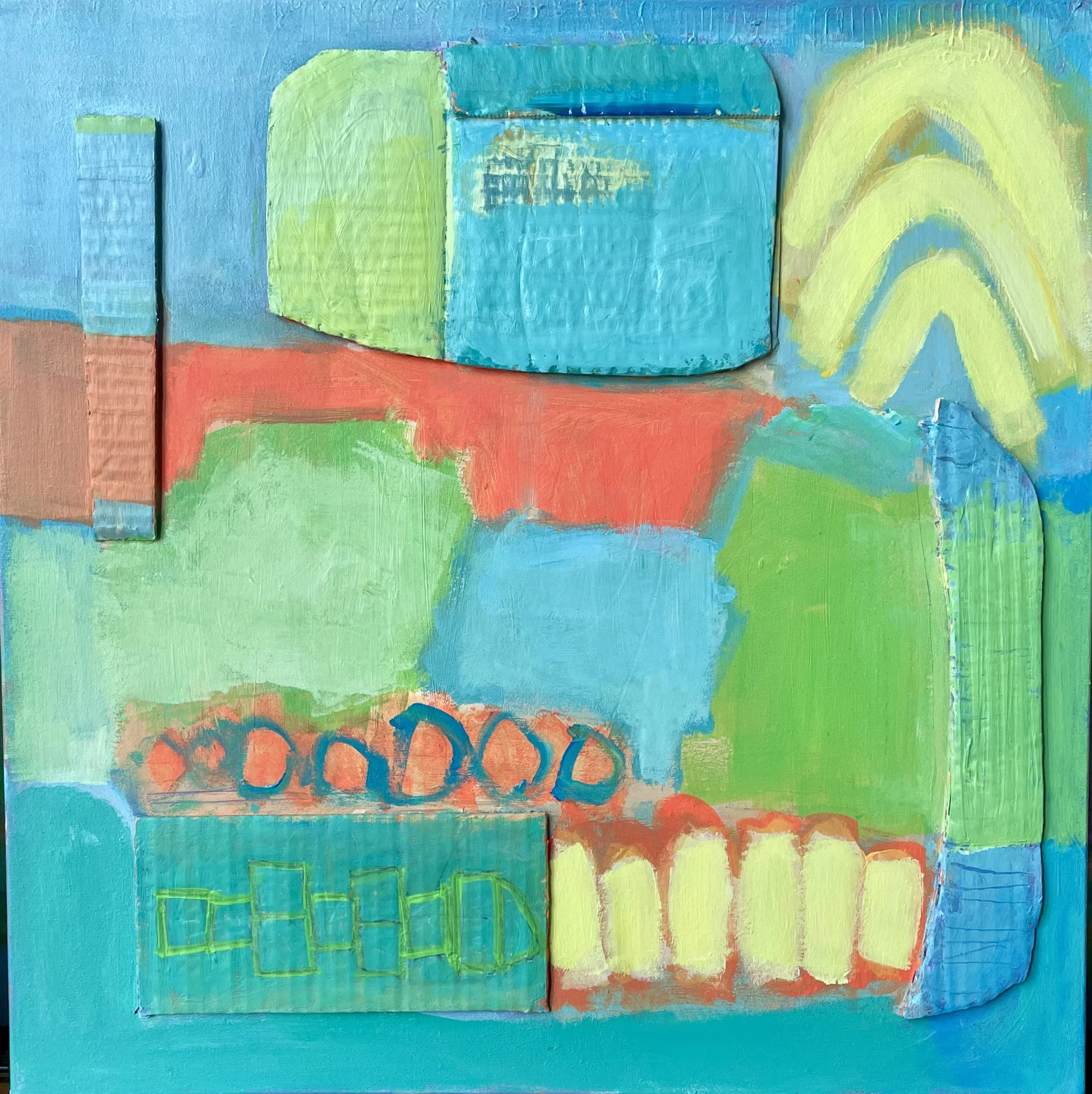 Playground, 24" x 24", acrylic and card on canvas