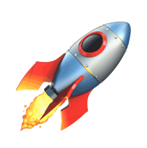 Raketen-Emoji, Start, Explosion, Flammen, Weltraum