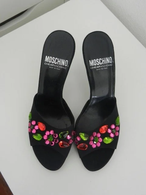 Moschino Black Floral Mules 37