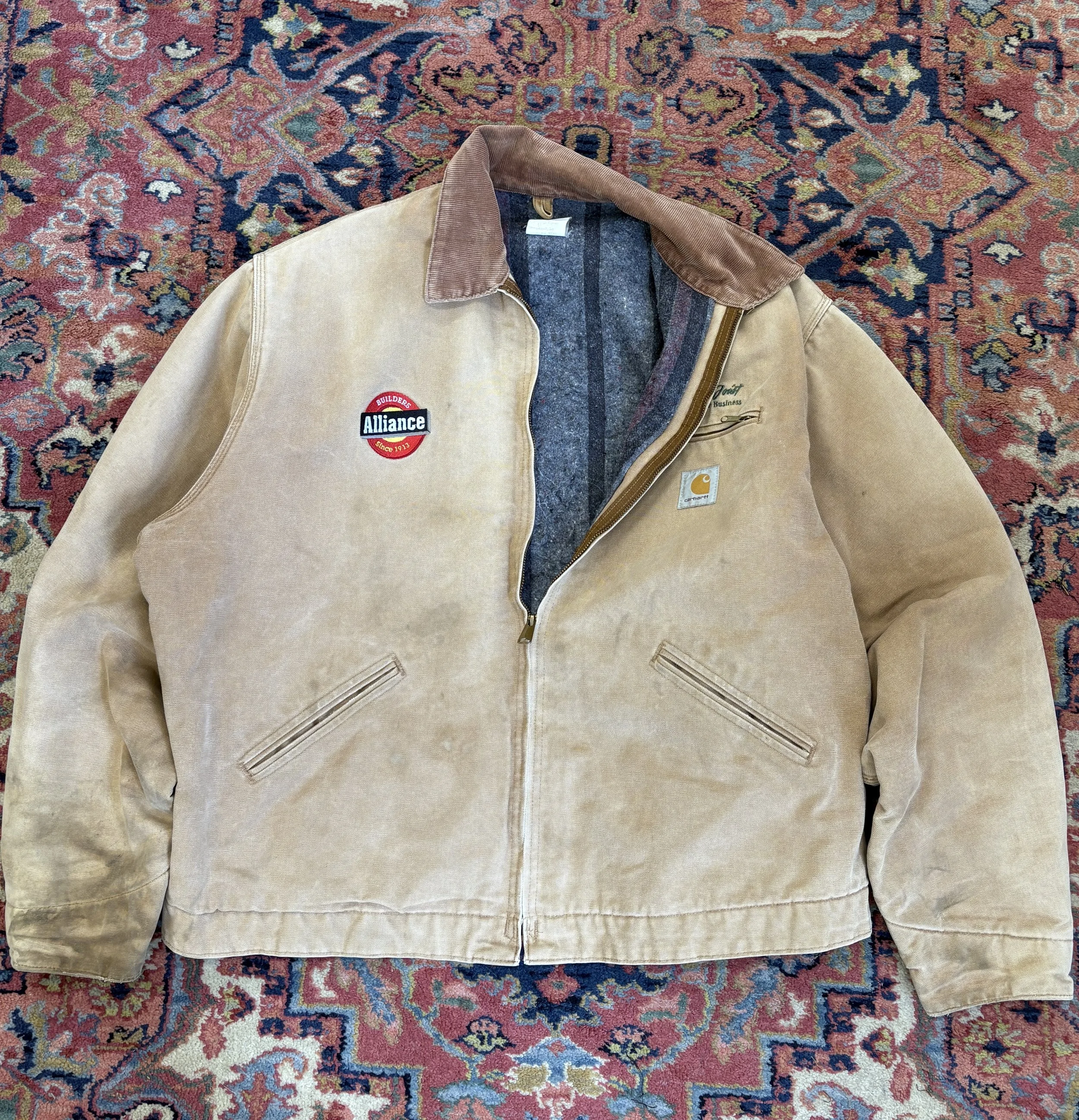 Vintage Carhartt Detroit Jacket Faded Brown XL Embroidery