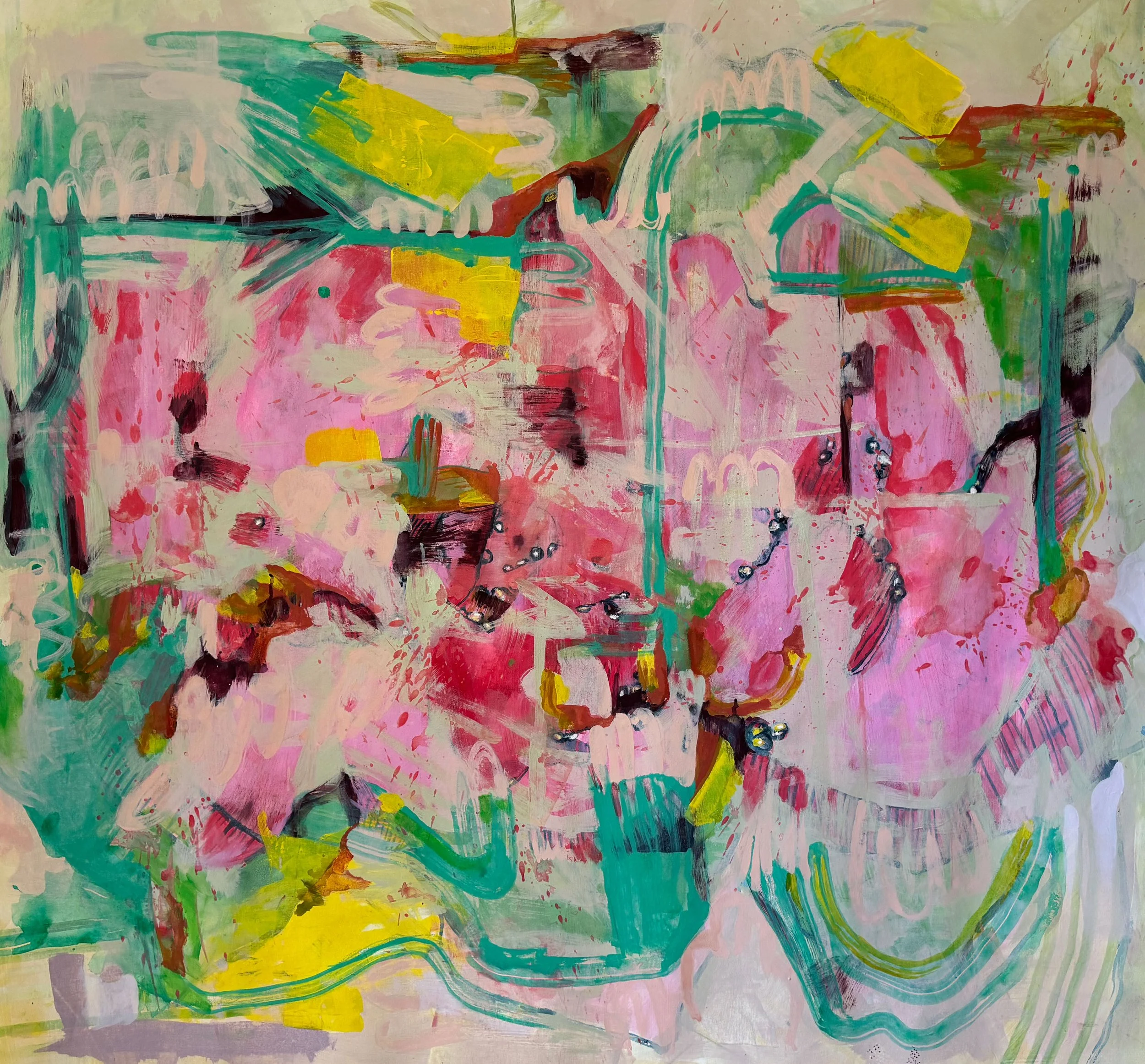 Untitled 21   |   acrylic, oil pastel on canvas, 56"x56"  |  $2500.