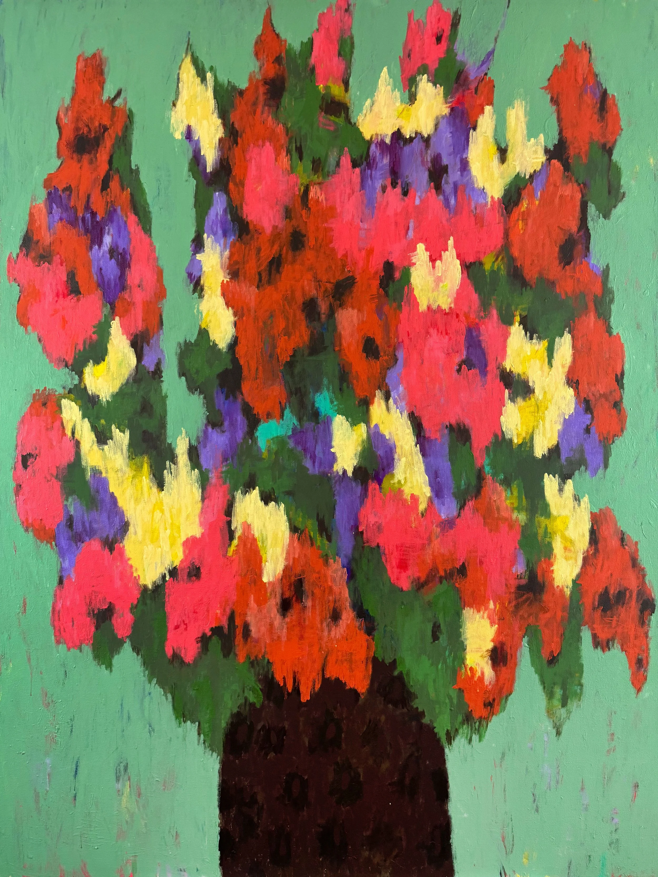 Little Swords in Brown Vase   |   acrylic on stretched canvas: 36"x48"  |  $2000.