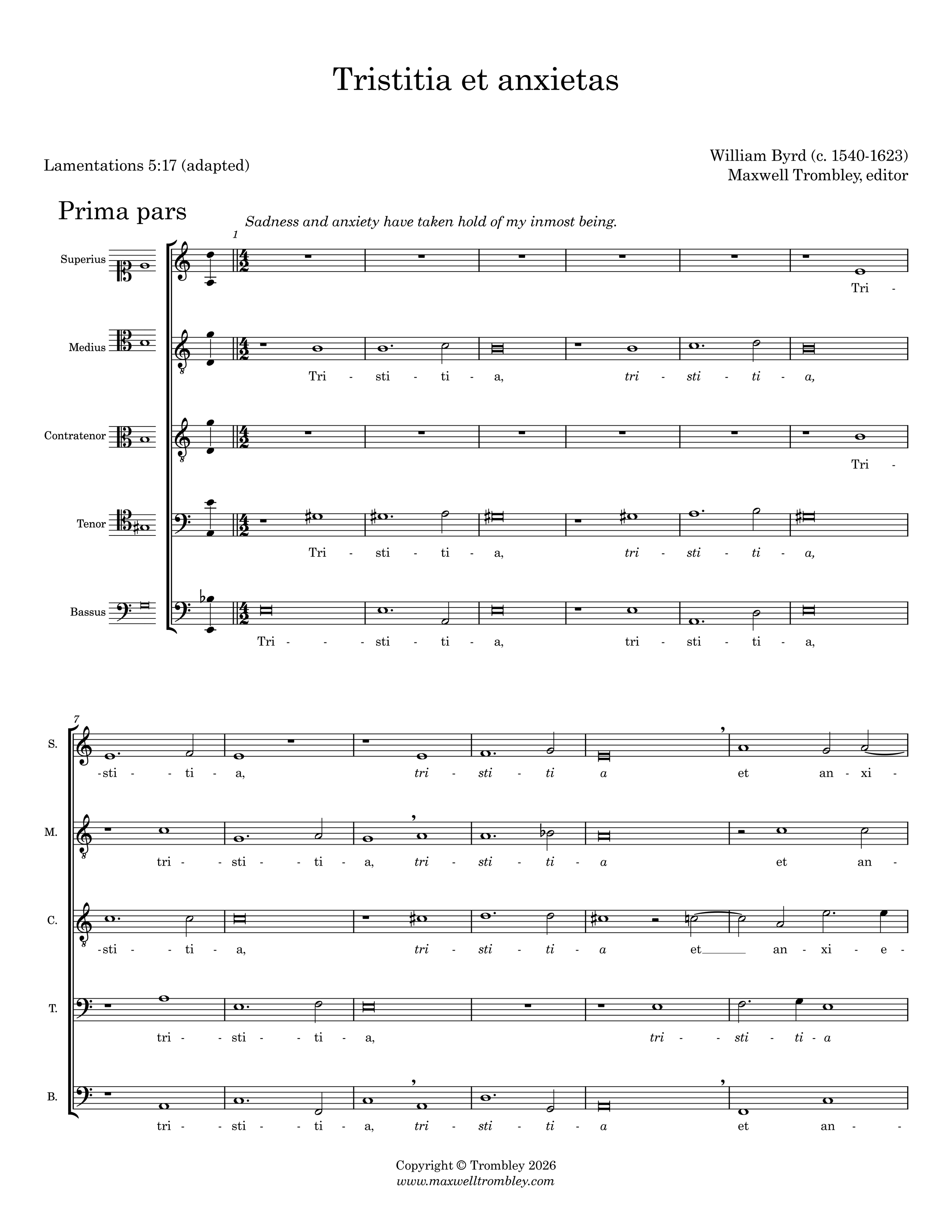 Tristitiae et anxietas  - William Byrd