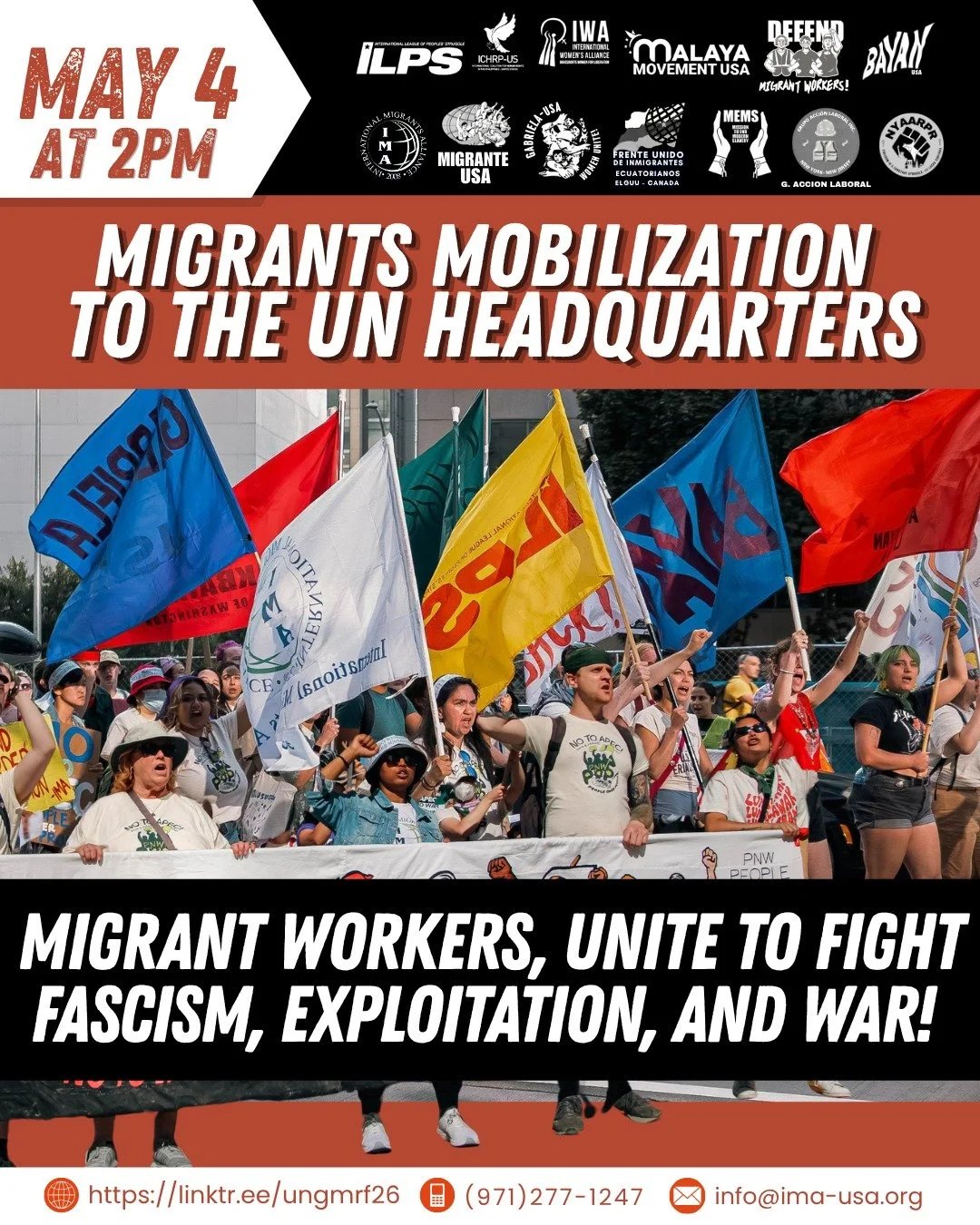 Join the International Migrants Alliance, BAYAN USA, and ILPS US on May 4 to protest the International Migration Review Forum as the people assert for the genuine rights of migrants, and bring our fights to end the system profiting from our peoples s