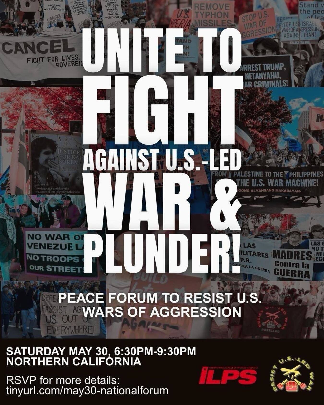 📣 The Resist US-Led War Movement and the International League of People&rsquo;s Struggles&ndash;US invites you to the &ldquo;Unite to Fight Against US-Led War &amp; Plunder: Peace Forum to Resist US Wars of Aggression&rdquo; on Saturday May 30, from