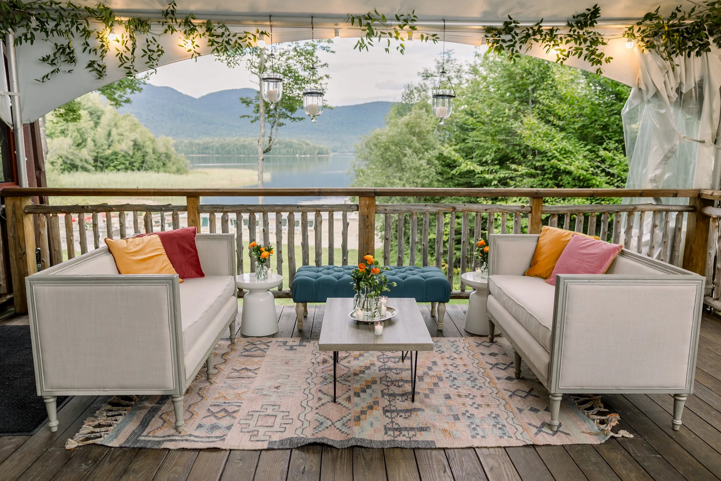 French Country classic loveseat in beige upholstery QTY 2 Photo by Anne Lee Photogrpahy