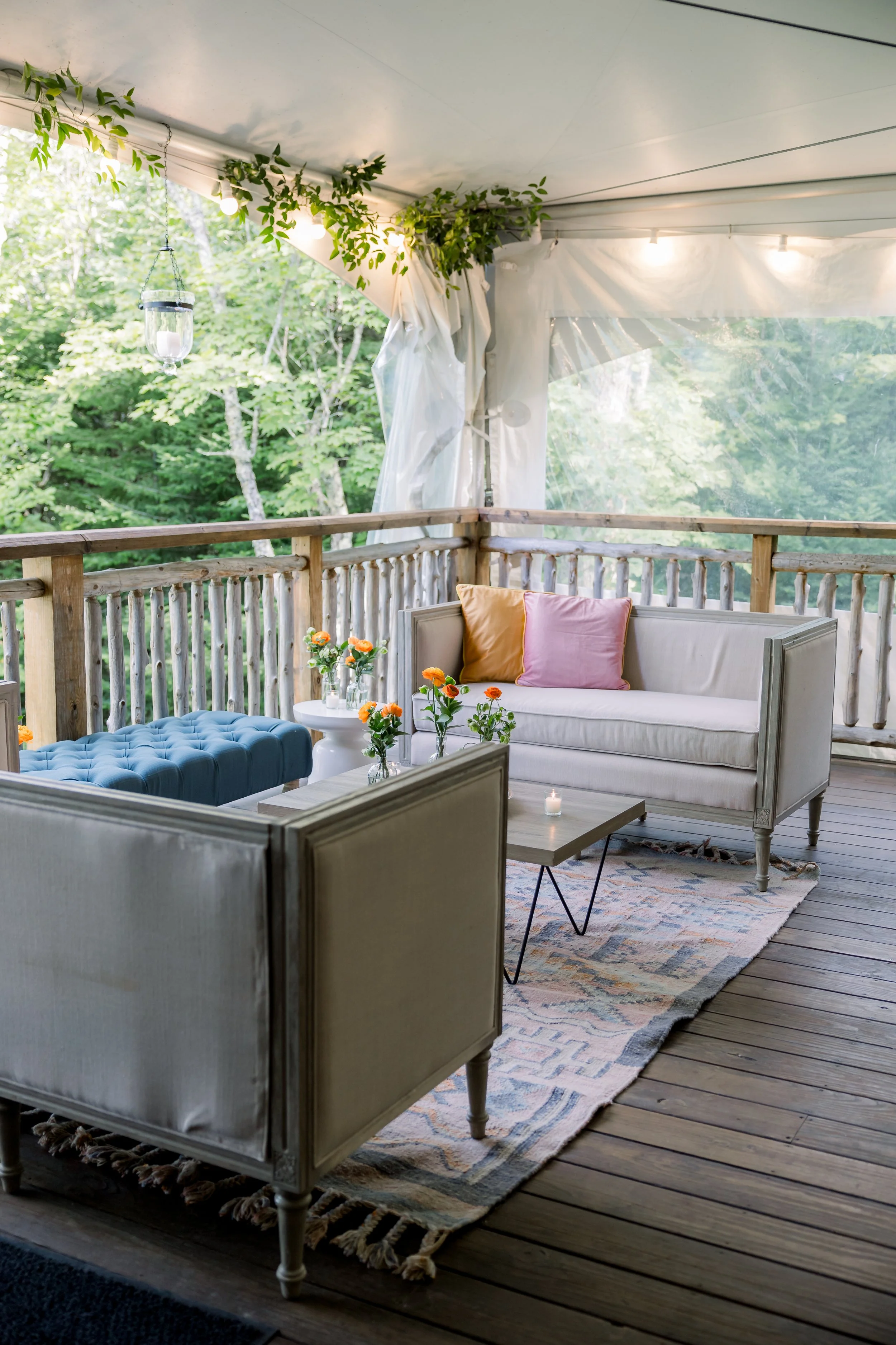 French Country classic loveseat in beige upholstery QTY 2 Photo by Anne Lee Photogrpahy