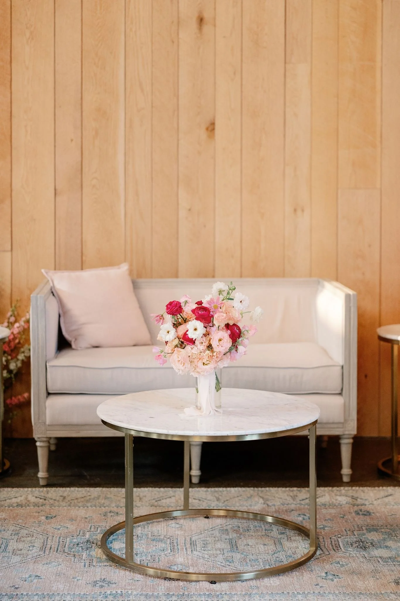 French Country classic loveseat in beige upholstery QTY 2 Photo by Jenna Brisson