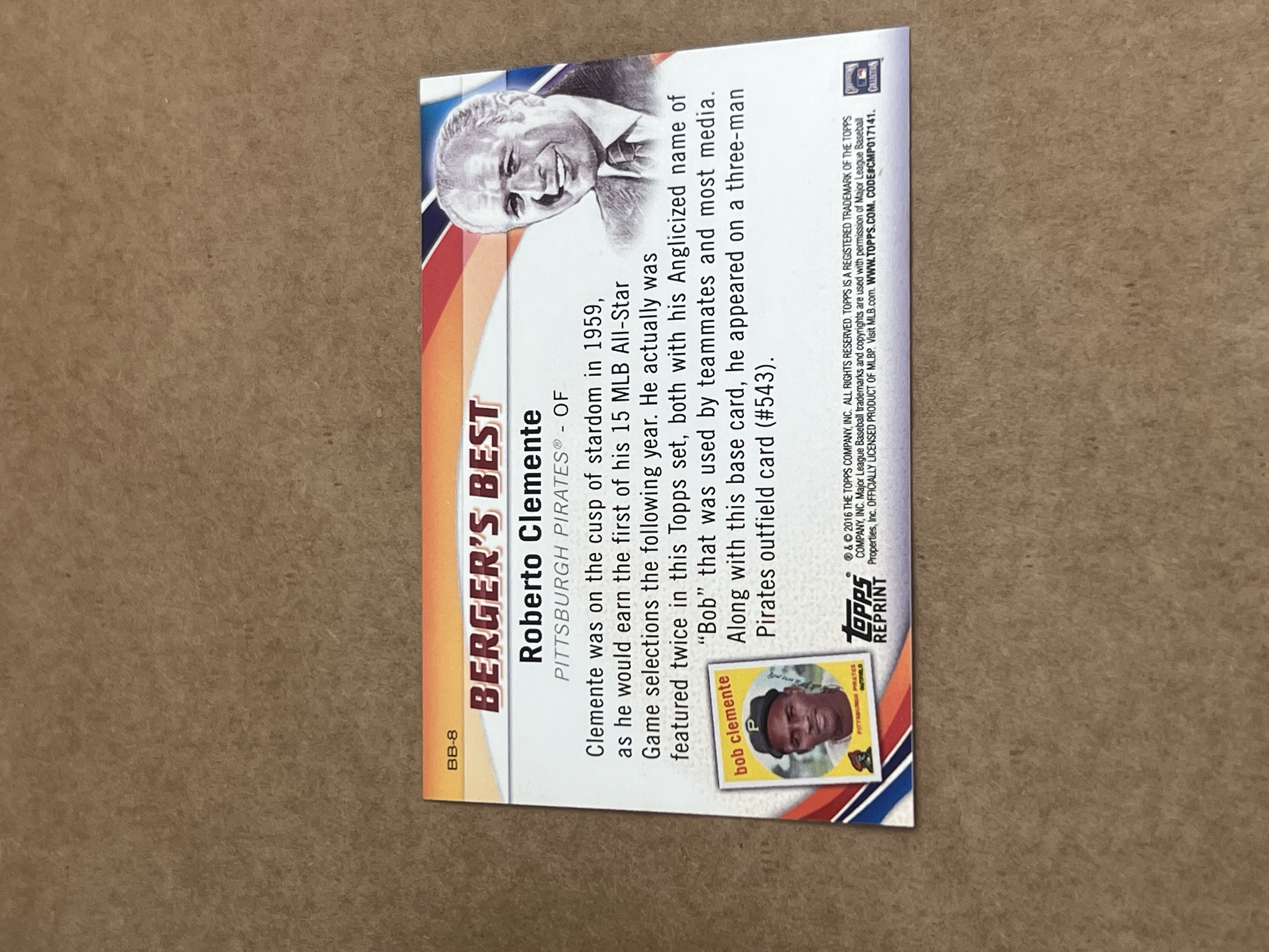 Roberto Clemente Topps Reprint 2016 Back.png