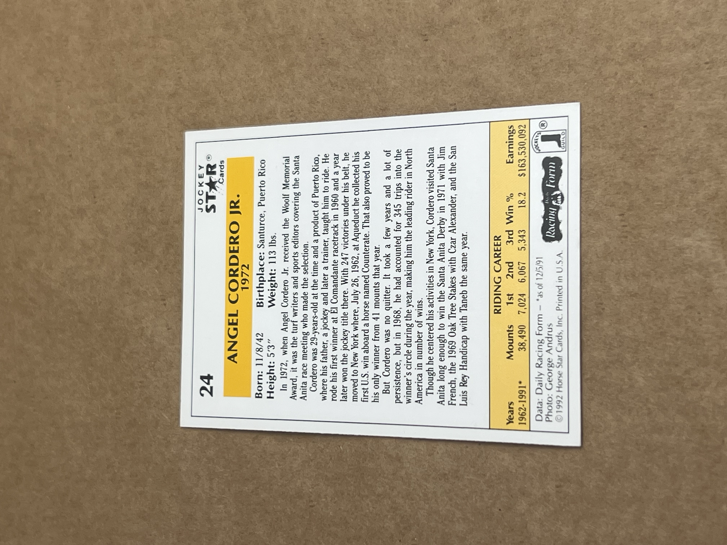 Ángel Cordero Jr. Jockey Star 1992 Back.png